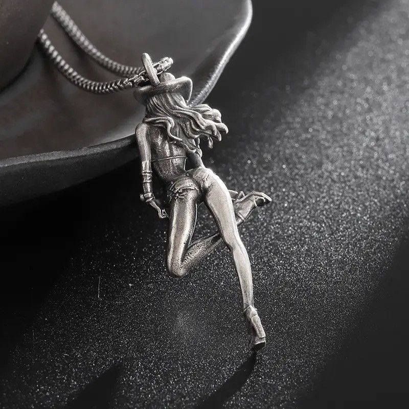 Jewelry Sexy Western Cowboy Girls Pendant Necklace Size ONE SIZE - 3 Thumbnail
