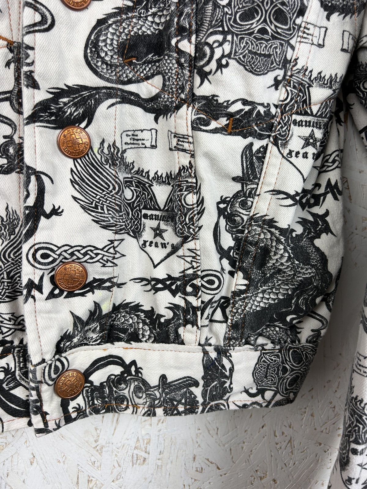 Jean Paul Gaultier Archive JPG Tattoo S96 Jean Paul Gaultier Print Denim Jacket Size M / US 6-8 / IT 42-44 - 3 Thumbnail
