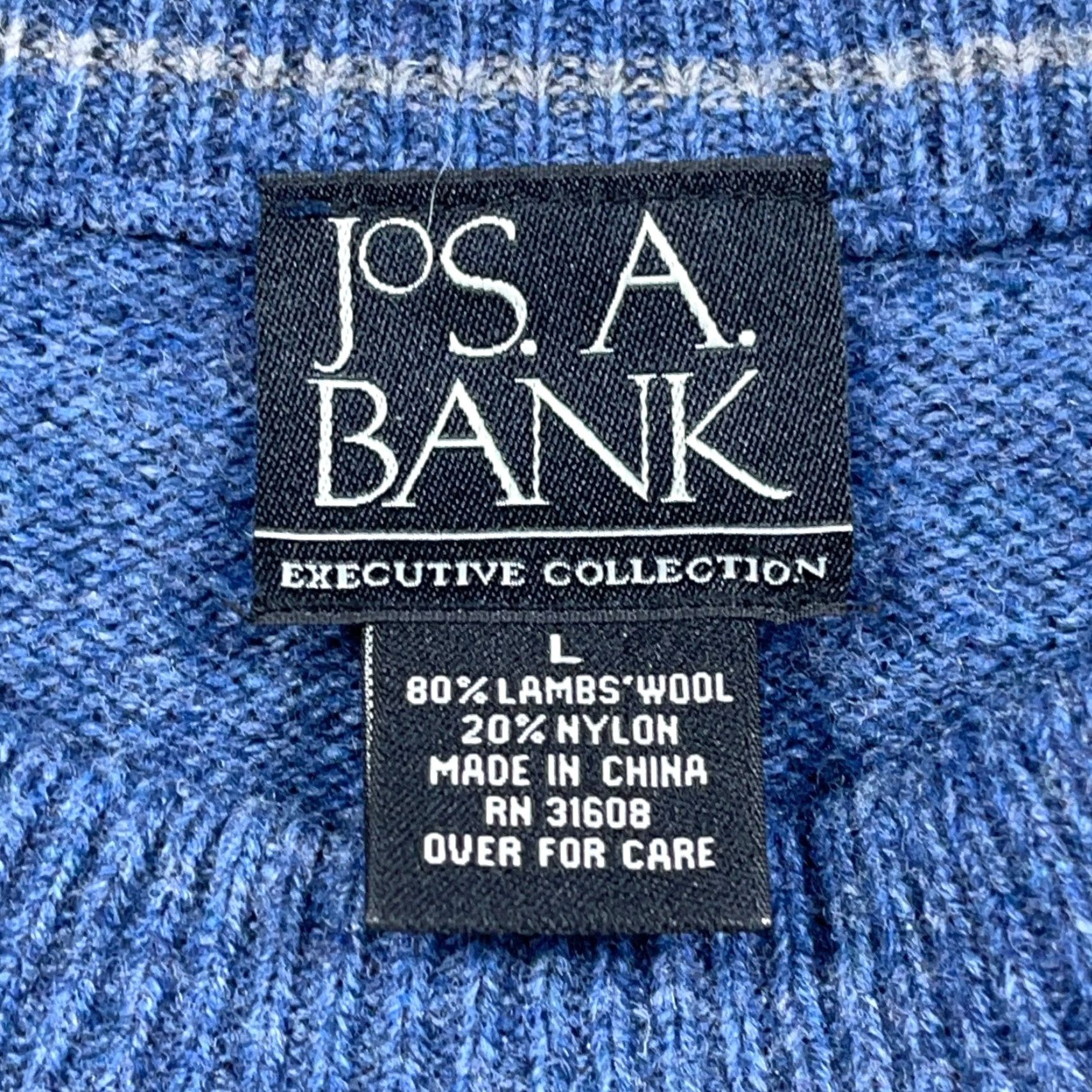 Jos. A. Bank Jos A Bank Sweater Men Large Blue Wool Crewneck Pullover Solid Knit Classic Casual Winter Fall L Mens Size US L / EU 52-54 / 3 - 3 Thumbnail