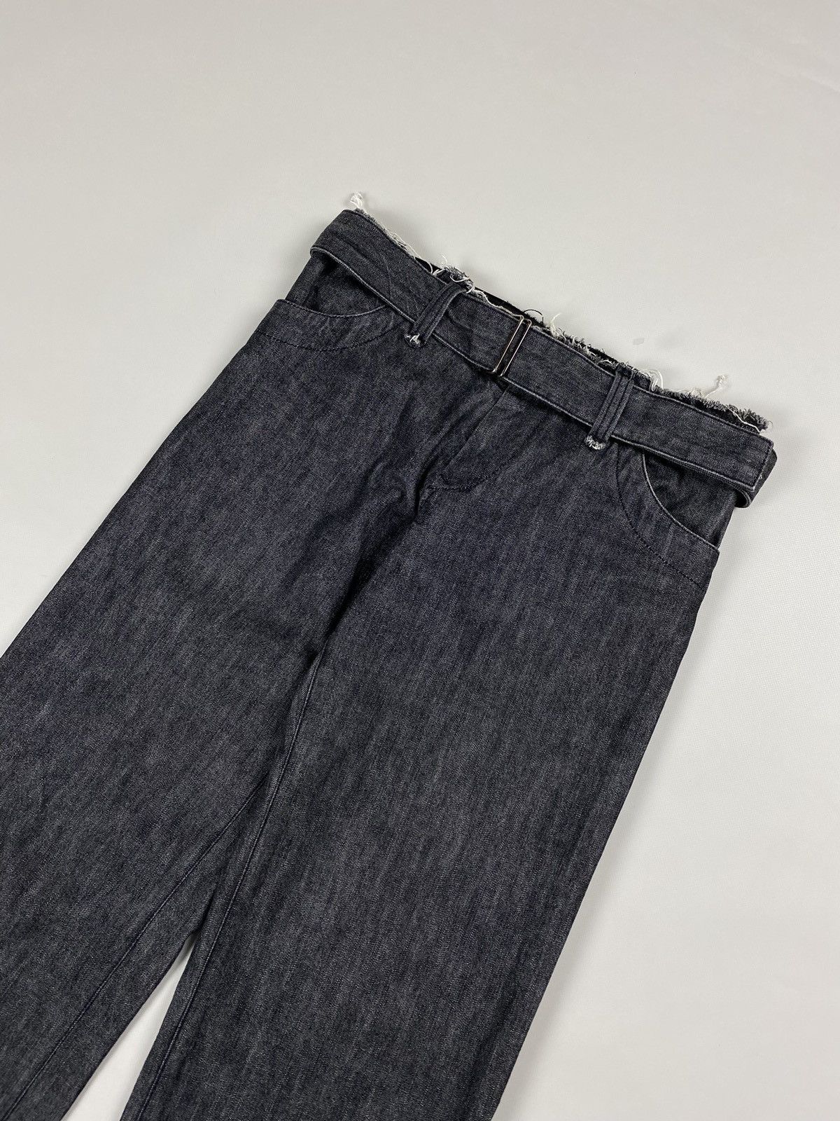 Yohji Yamamoto Yohji Yamamoto Femme Belted Wide Leg Low Rise Cut Jeans Size 26" / US 2 / IT 38 - 4 Thumbnail