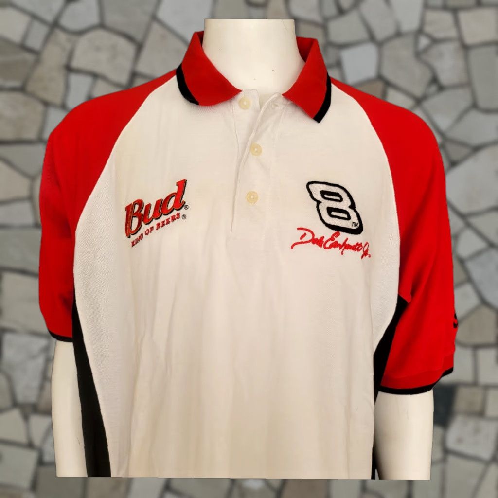 Chase Authentics Chase Authentics Budweiser Dale Earnhardt Jr. Racing Polo Shirt 2XL Cotton Red Black White NASCAR Embroidered Logo Mens Size US XXL / EU 58 / 5 - 1 Thumbnail