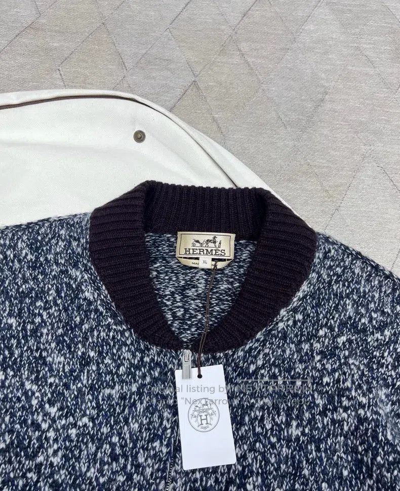 Hermes Hermes Heavyweight Cashmere Knit Baseball Jacket, 100% Cas Size US XL / EU 56 / 4 - 2 Thumbnail