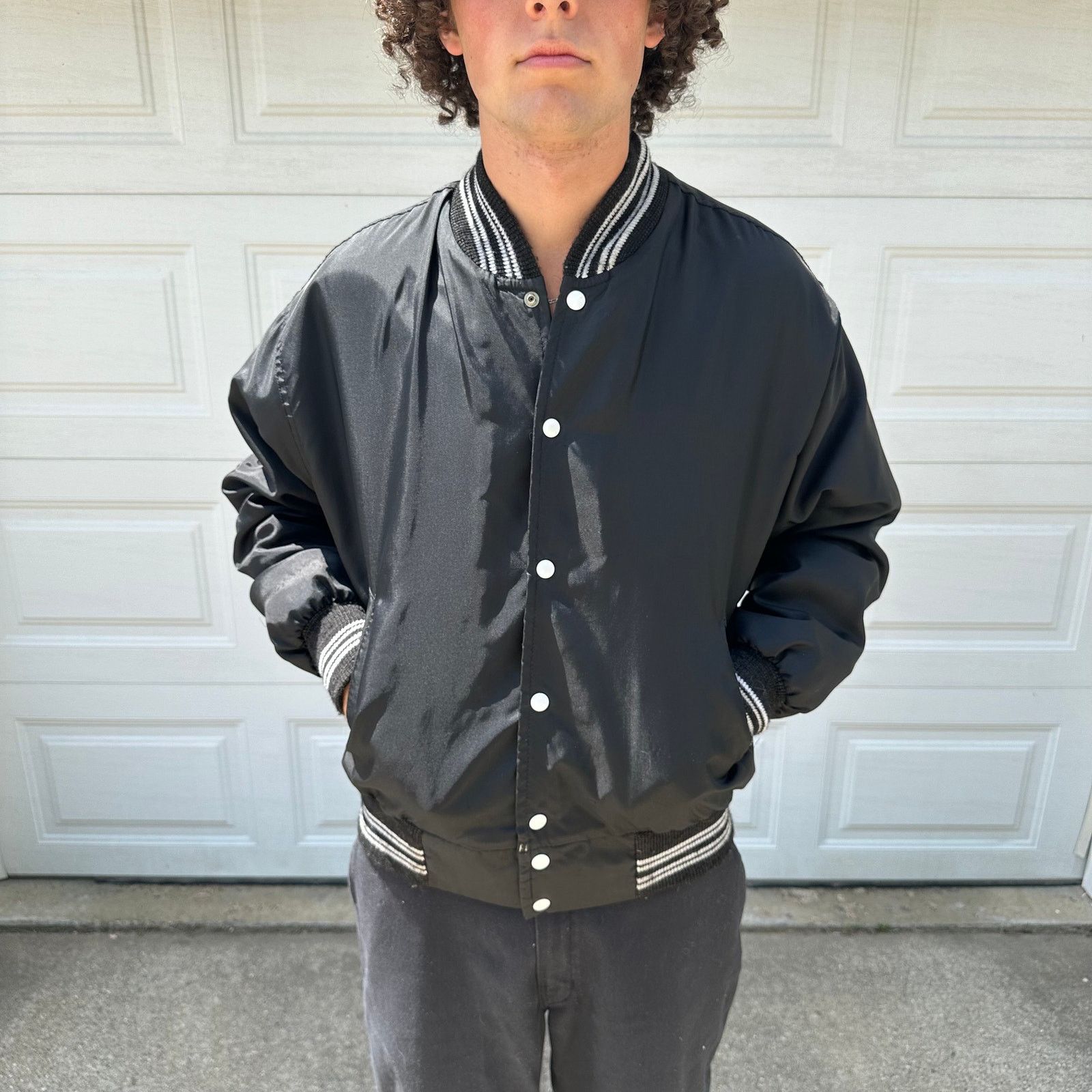 Vintage Vintage 80s Men's Lindell Drop Forge Hockey Bomber Jacket Size US L / EU 52-54 / 3 - 3 Thumbnail