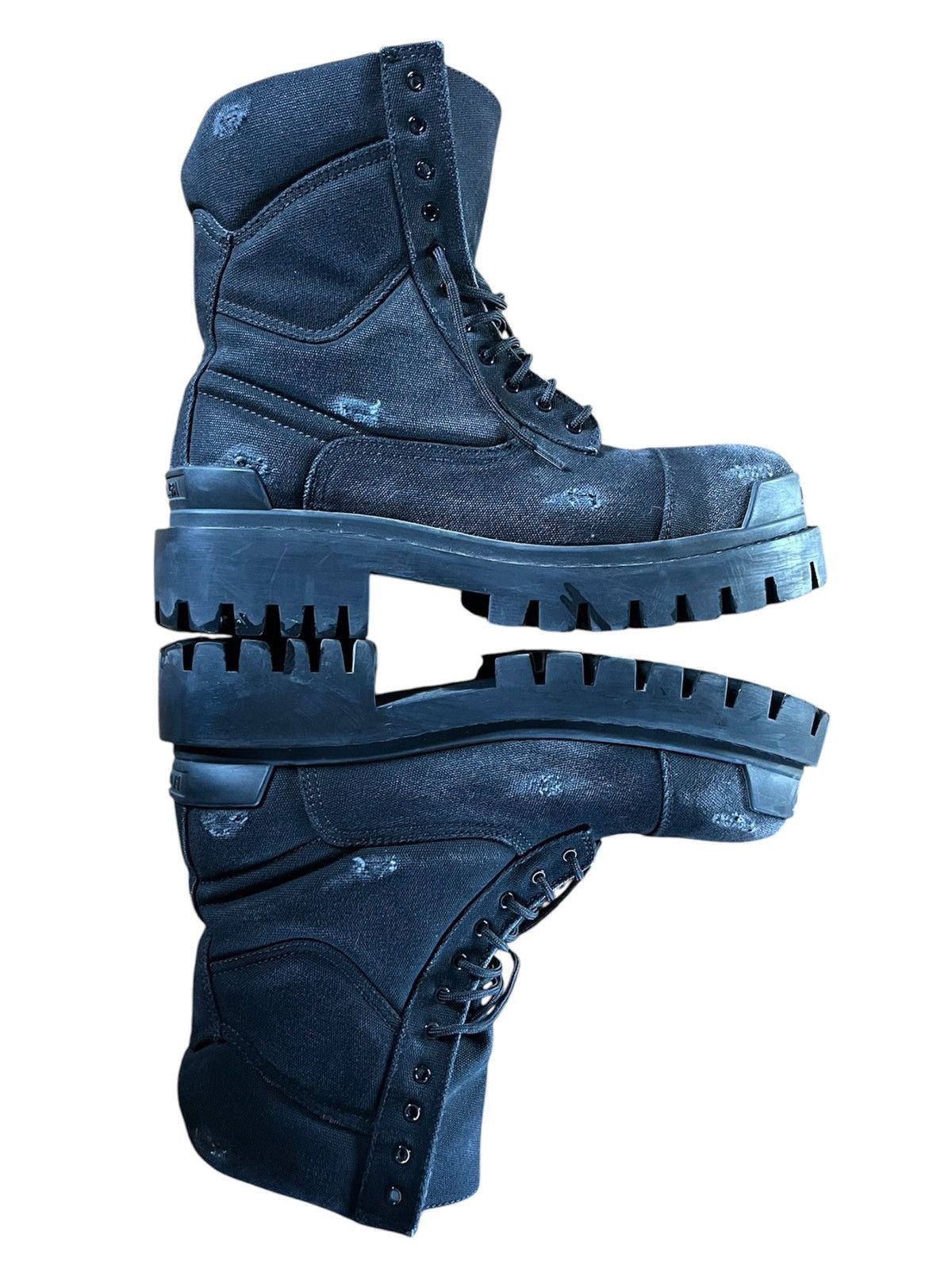 Balenciaga Balenciaga Black Canvas Distressed Combat Strike Boots Size US 9 / EU 42 - 6 Thumbnail