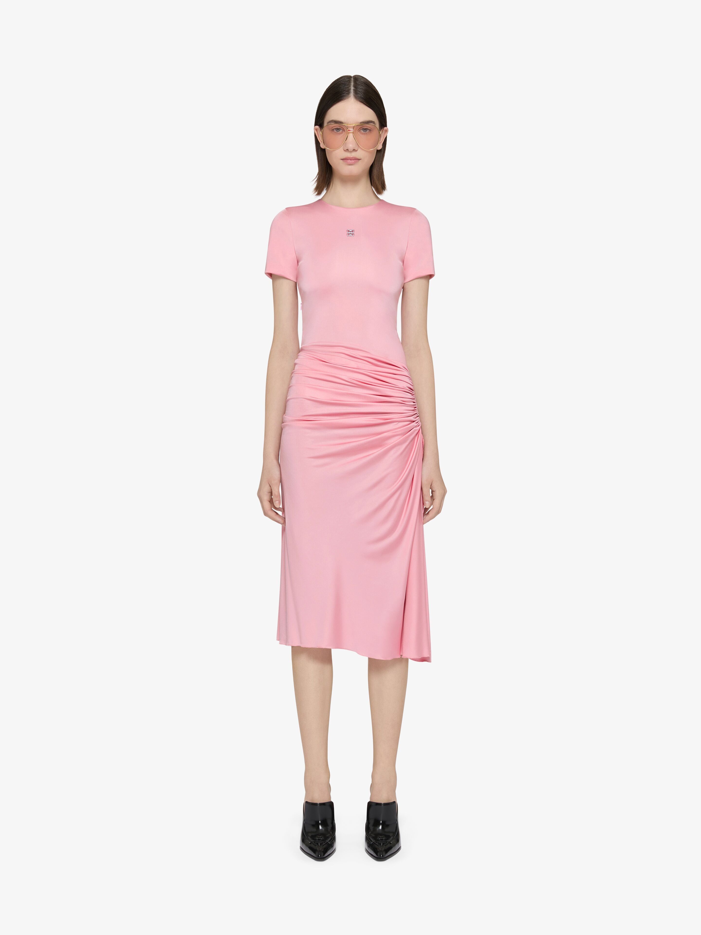 Givenchy o1w1db10825 Smock Waist Draped Jersey Dress in Pink Size M / US 6-8 / IT 42-44 - 2 Thumbnail