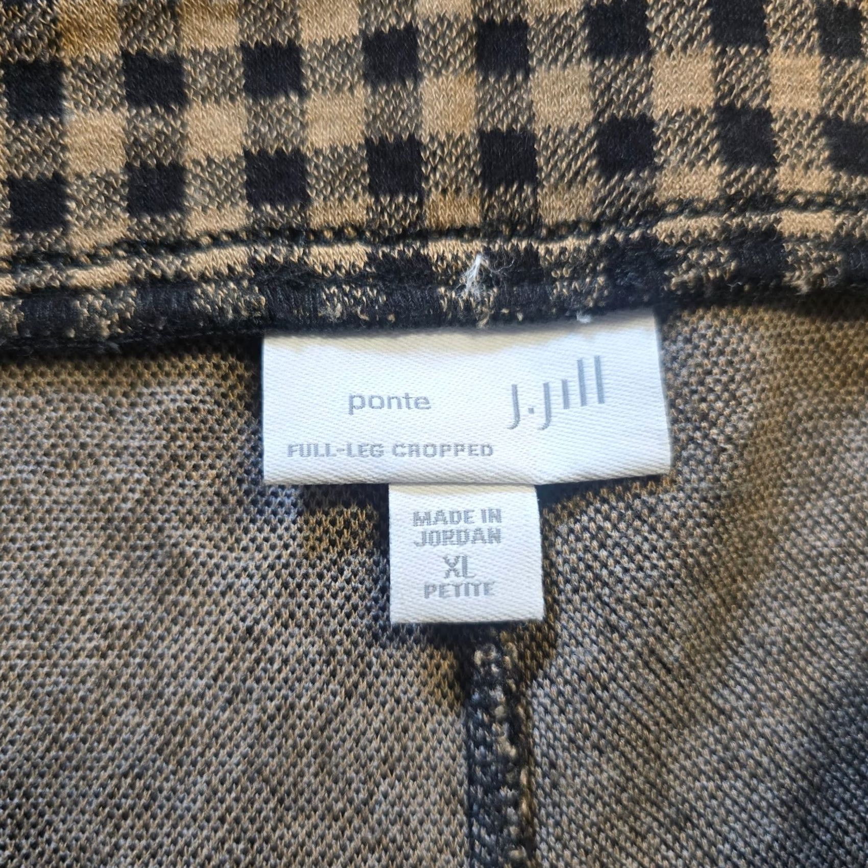 J. Jill J. Jill Pants Womens XL Petite Beige Plaid Capri Wide-Leg Stretch Casual Elastic Waist Knit Size 24" / US 00 / IT 34 - 4 Thumbnail