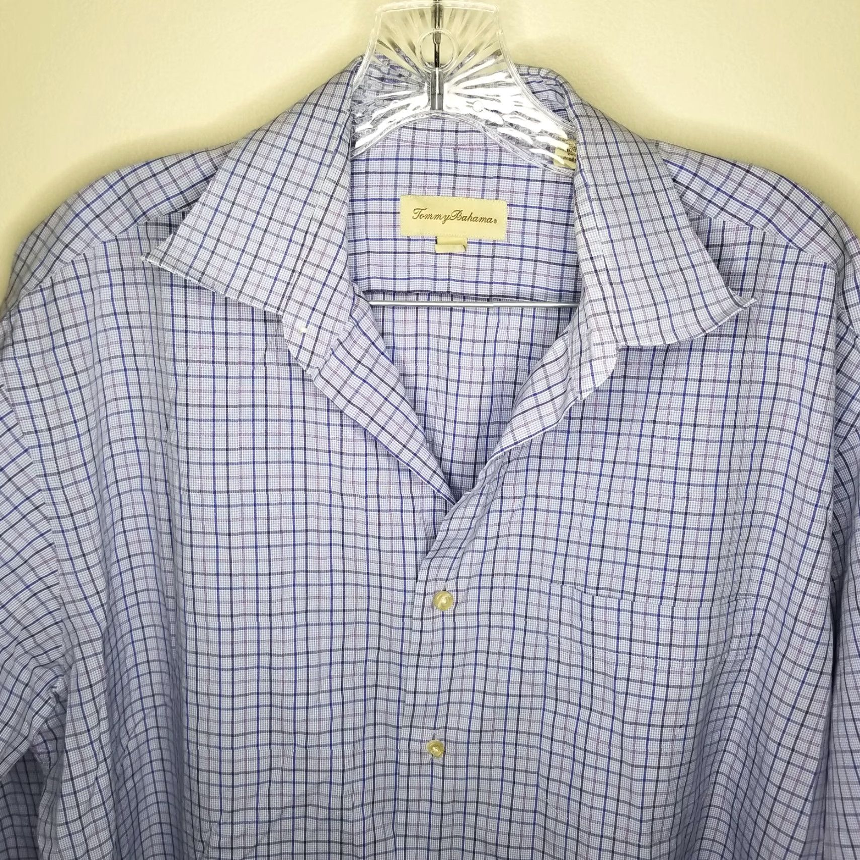 Tommy Bahama TOMMY BAHAMA Mens Purple Plaid Long Sleeve Button-Up Dress Shirt Size 34-35 Size 34R - 4 Thumbnail