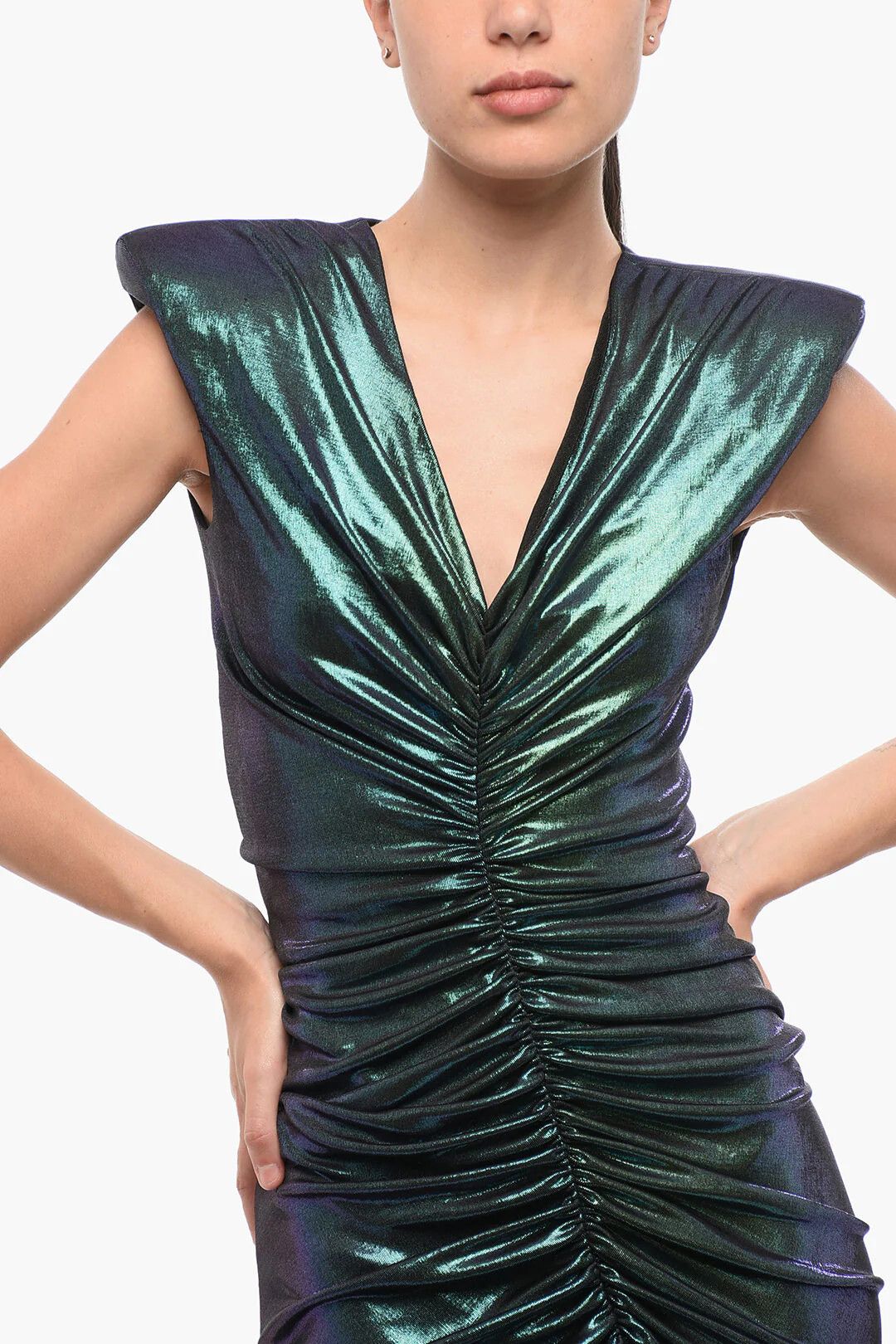 Balmain og1mm0326 Long Draped Dress in Multicolor Size M / US 6-8 / IT 42-44 - 3 Thumbnail