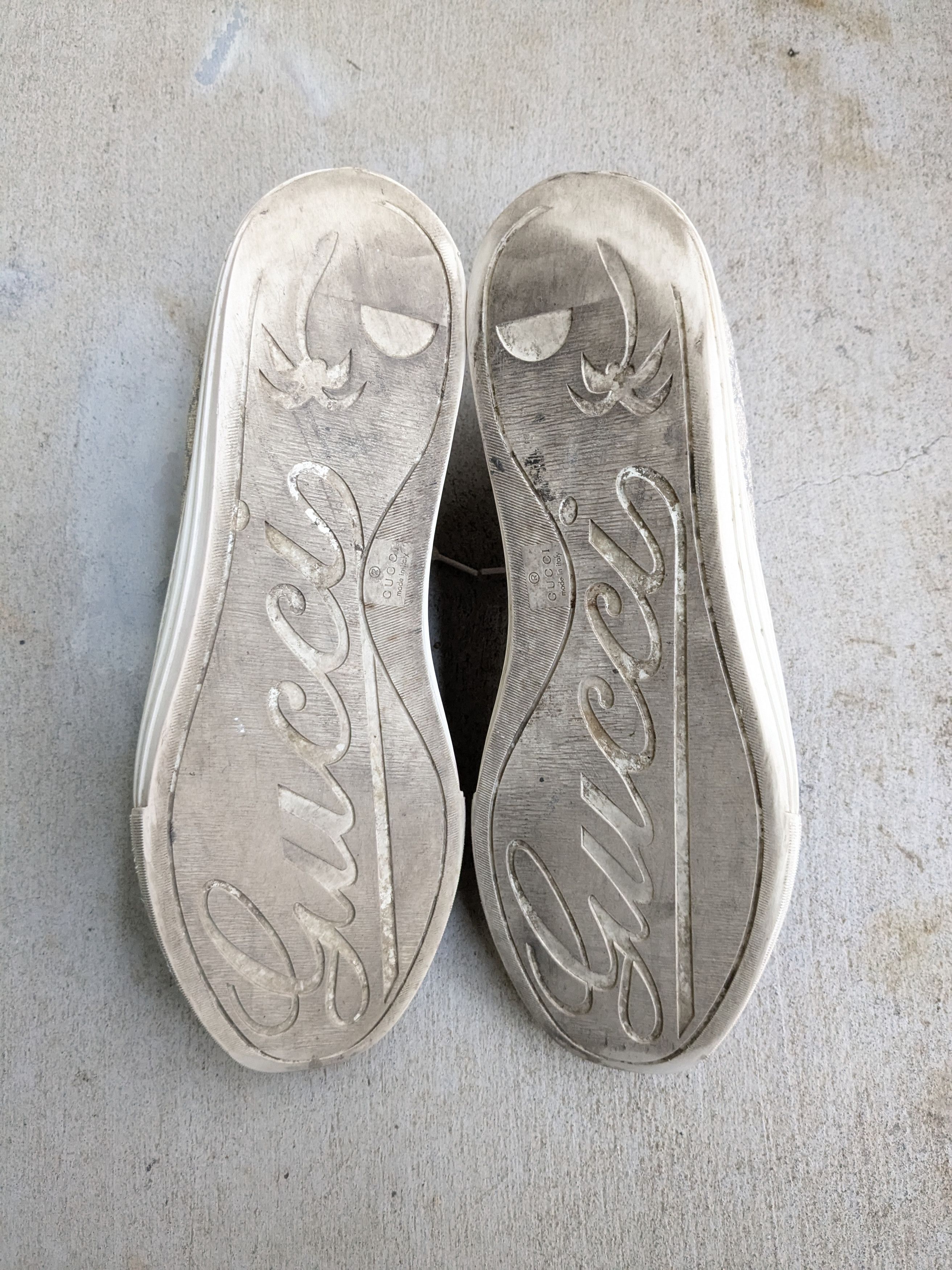 Gucci Gucci Monogram Sneakers 12.5 Canvas Gray White High Size US 12.5 / EU 45-46 - 19 Thumbnail