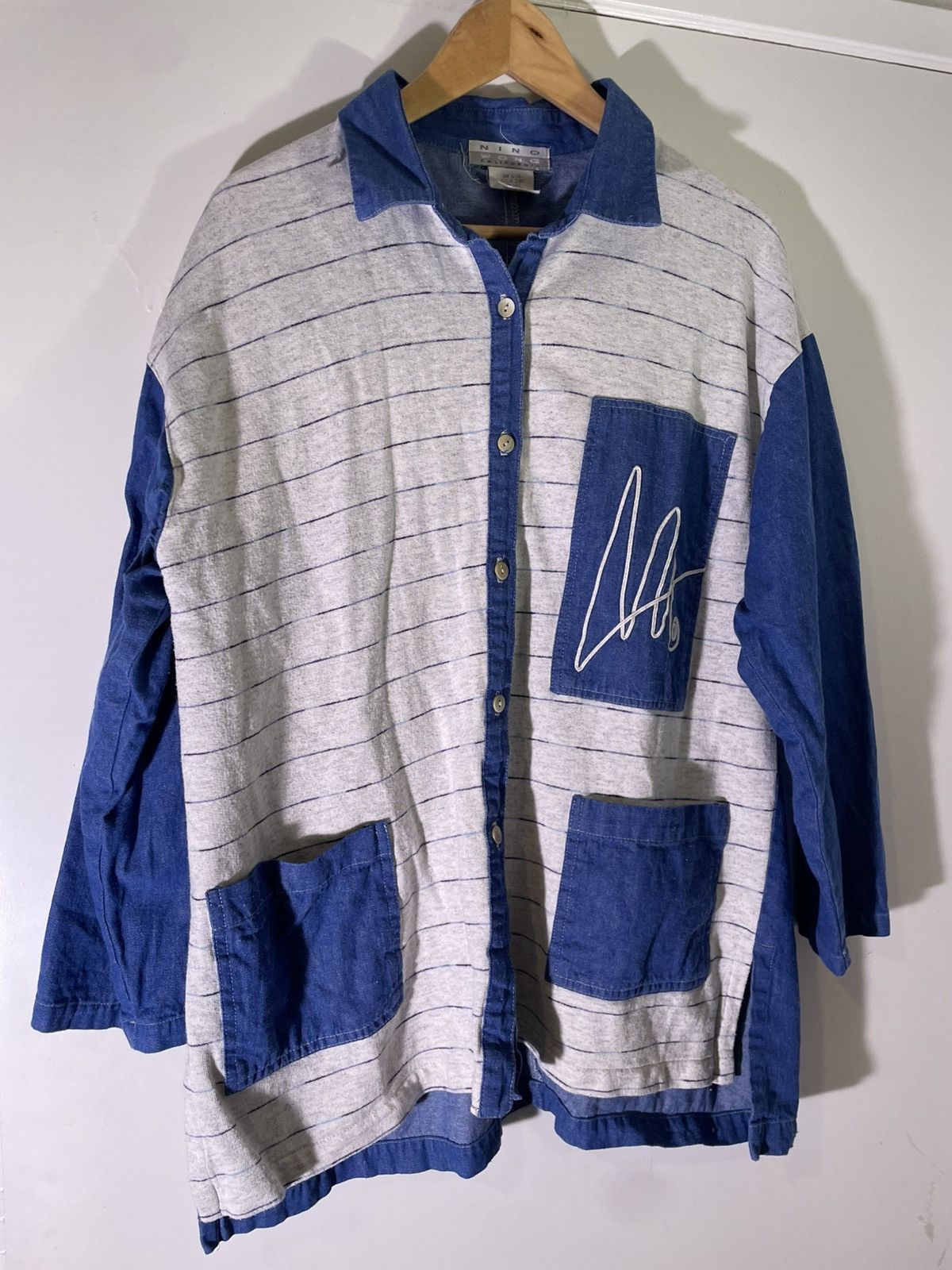 Vintage 90’s VTG Vintage Nino Wong Designer Denim Abstract Shirt Size US M / EU 48-50 / 2 - 1 Thumbnail
