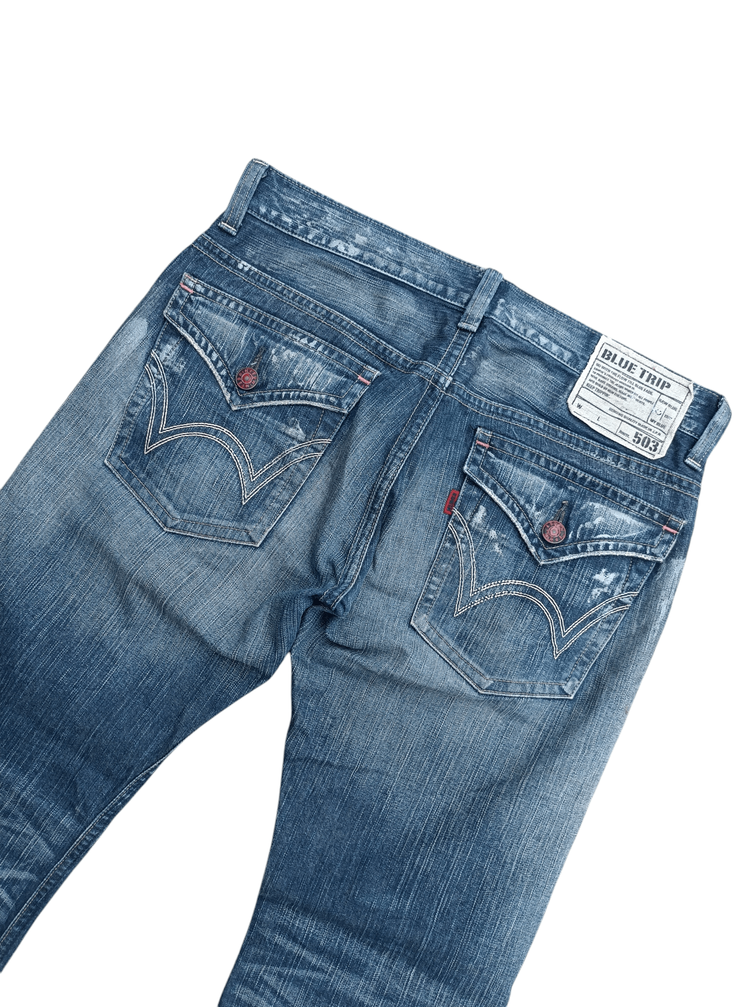 Edwin FLARED Edwin 503 Blue Trip Dirty Mud Wash Distressed Jeans Size US 35 - 11 Thumbnail