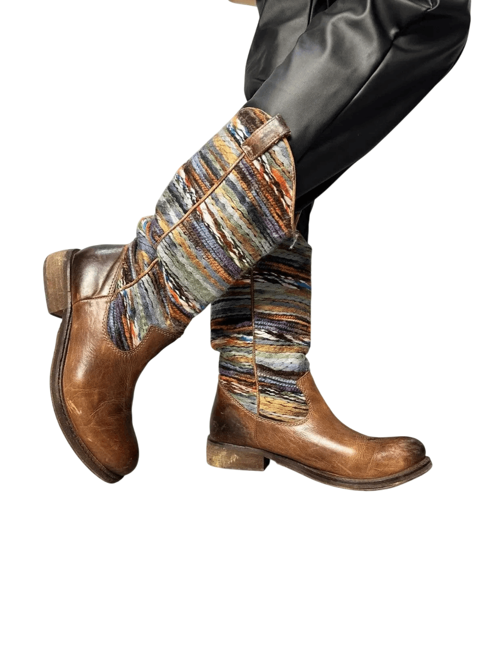 Western Rise Vintage Leather Missoni style Cowboy Boots Western shoes Size US 8 / EU 41 - 1 Thumbnail