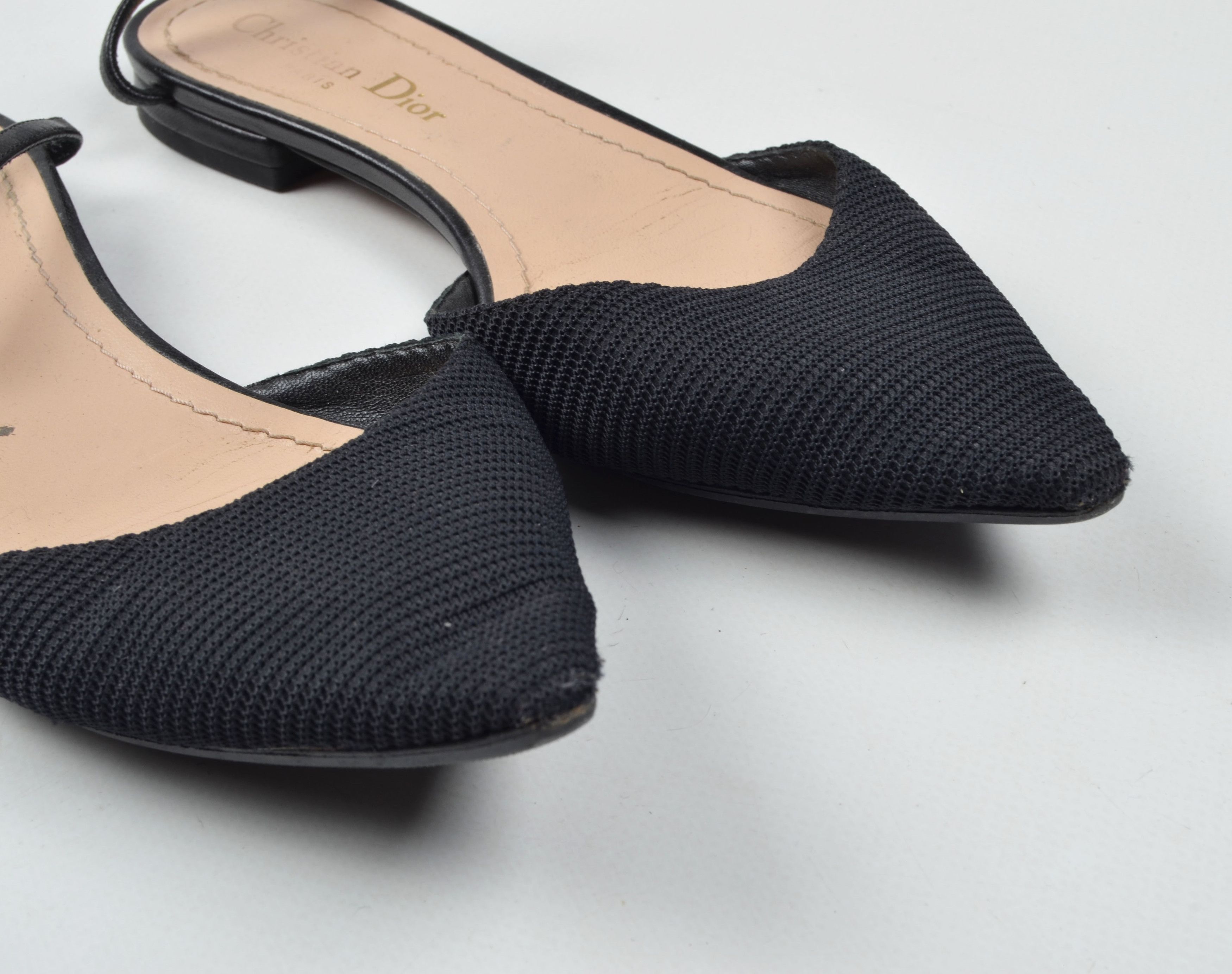 Dior Dior Black Canvas J'Adior Pointed Toe Flats Sandals Size US 6.5 / IT 36.5 - 4 Thumbnail