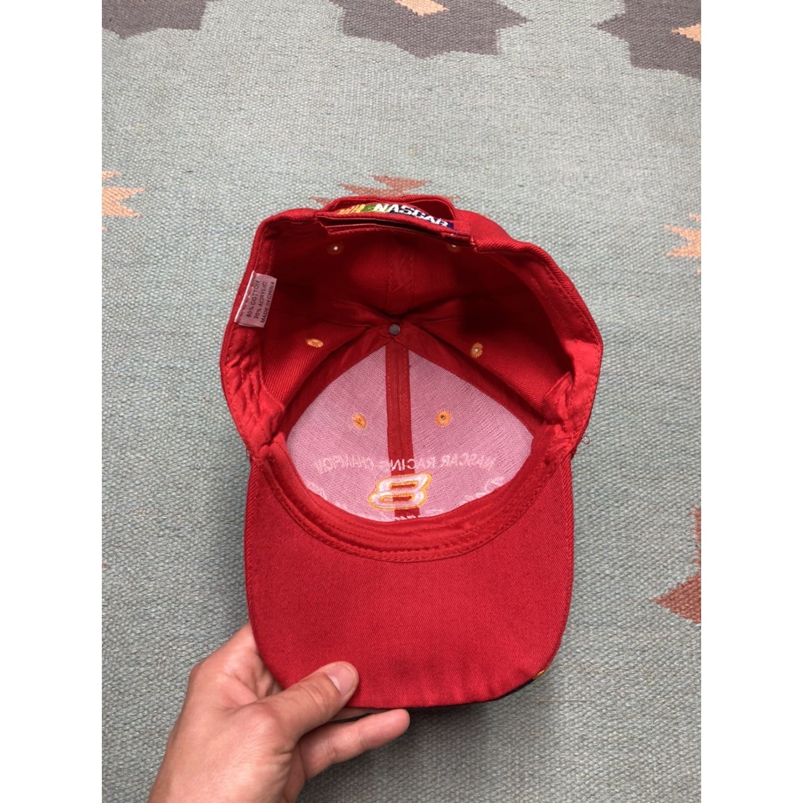 Champion Dale Earnhardt Jr hat flames Y2K NASCAR strapback cap racing Champion EUC Red Adjustable Men Cap Hairstyle? Size ONE SIZE - 5 Thumbnail