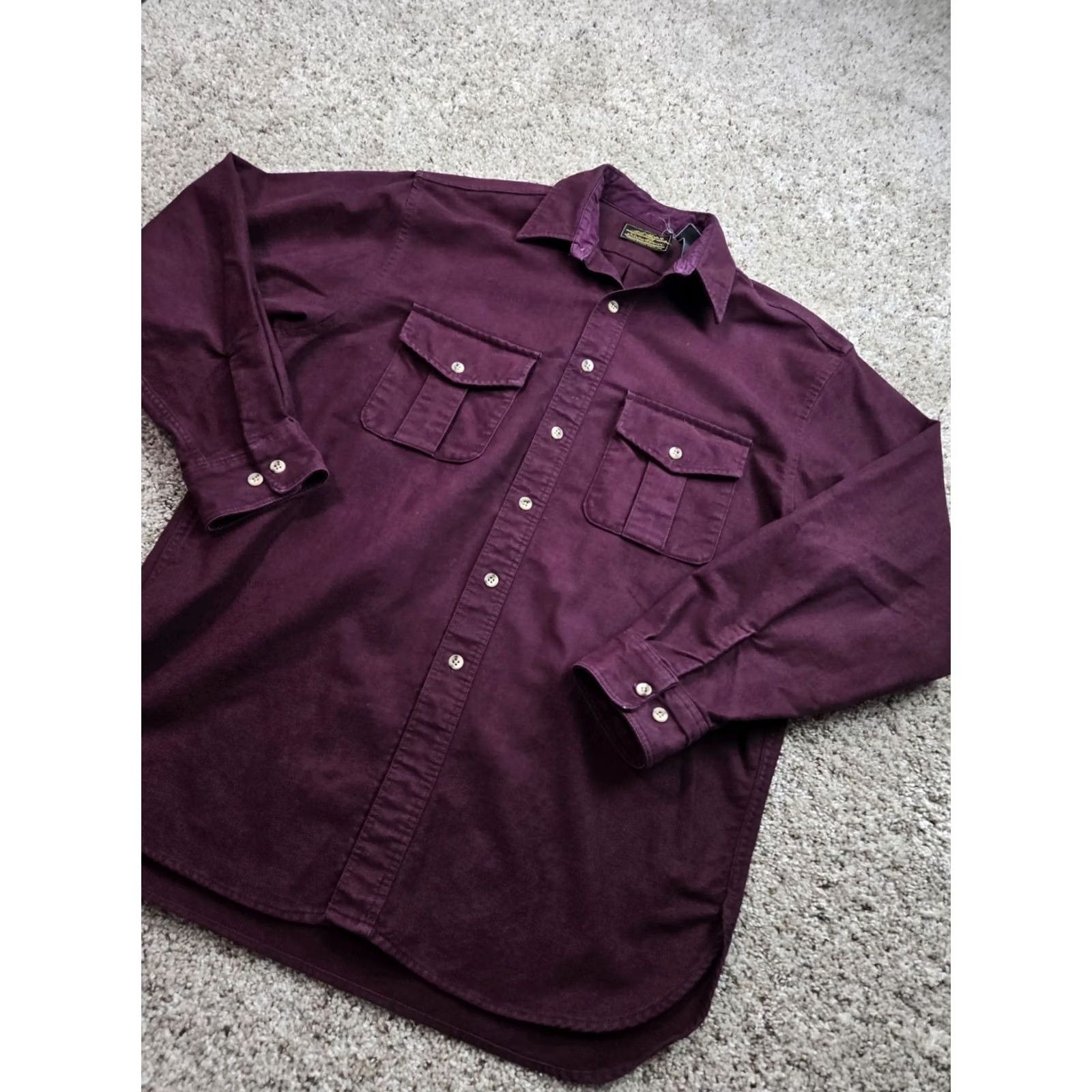 Eddie Bauer VINTAGE Eddie Bauer Shirt Mens L Burgundy Cotton Flannel Button-Up 90s Size US L / EU 52-54 / 3 - 2 Thumbnail