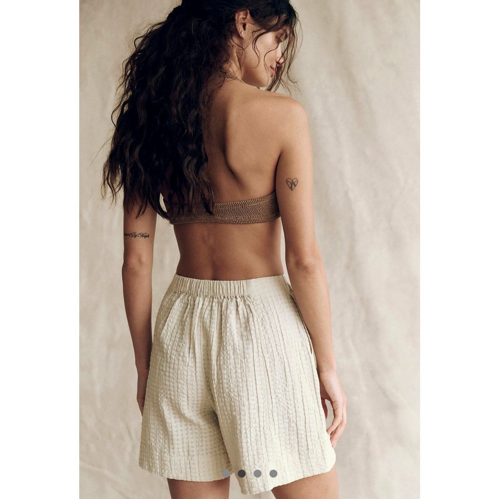 Free People Free People Pucker Check Wrap Around Shorts Oatmeal S Size 26" / US 2 / IT 38 - 5 Thumbnail