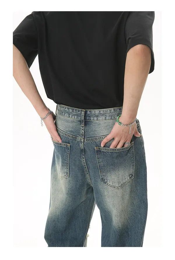 Japanese Brand Komuro x Kubo Distressed loose straight-leg ripped jeans Size US 32 / EU 48 - 6 Thumbnail