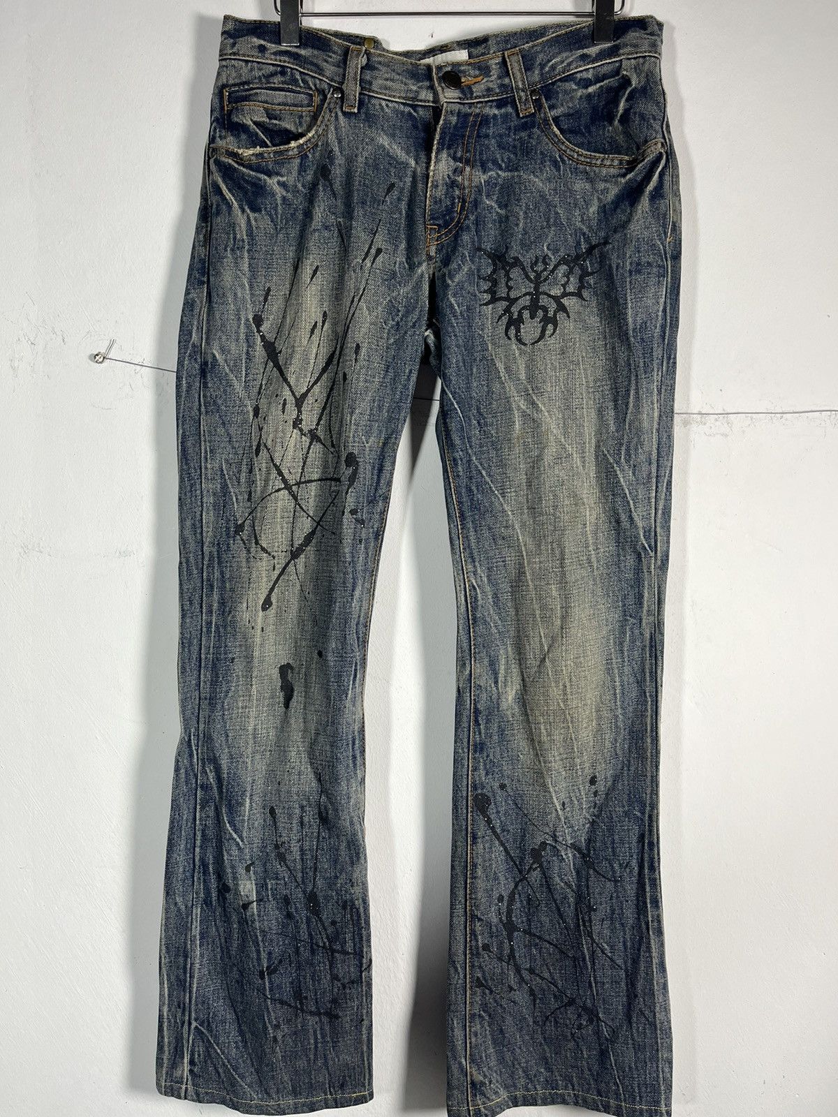 Japanese Brand Rare ‼️Bootcut Denim Butterfly Jeans Y2k style Size 31" - 3 Thumbnail
