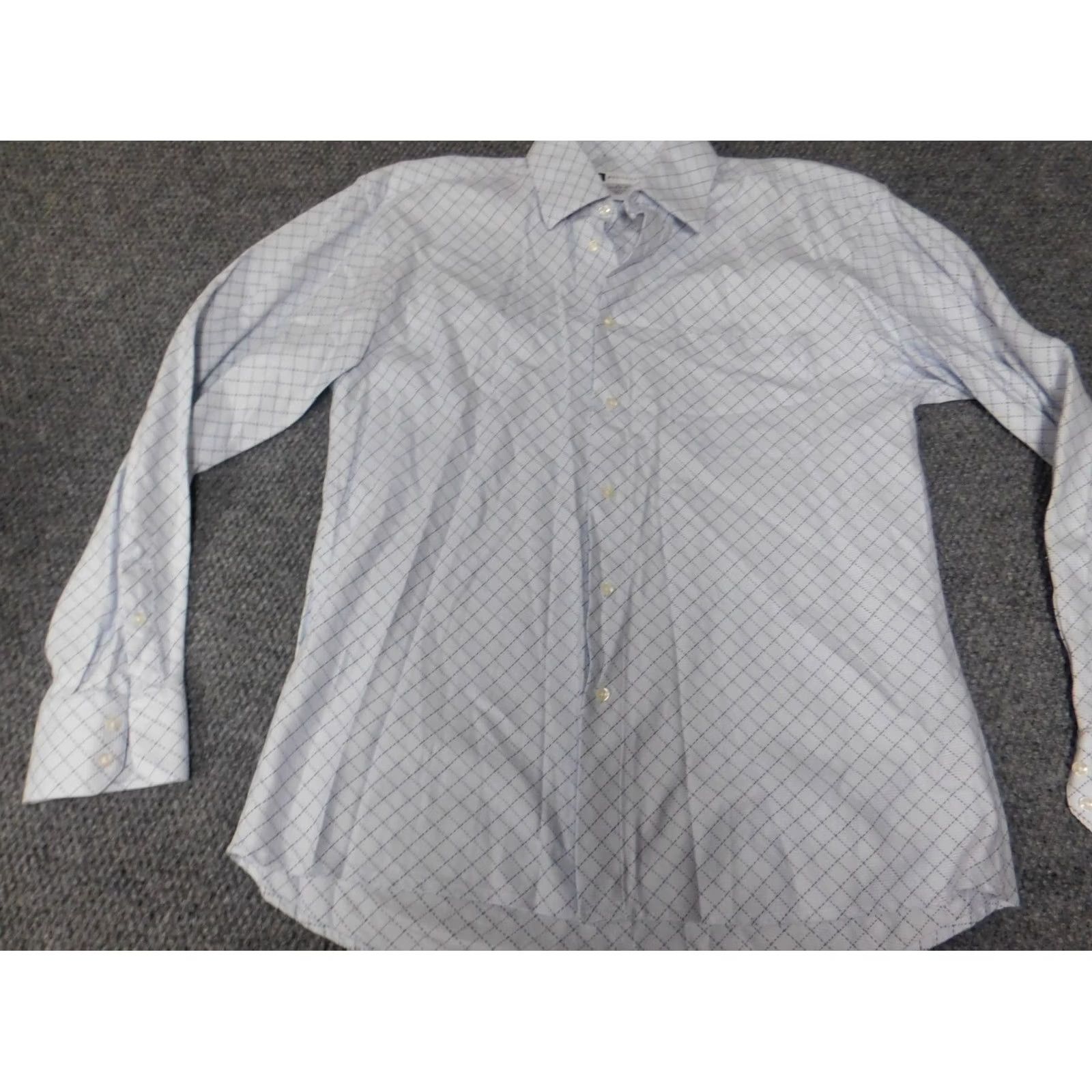 Vintage Bachrach Mens Dress Shirt Button-Up Plaid Blue 15.5 Regular Medium Long Sleeve Collar Down Sportswear Shirt Adults Mens Size 42R - 3 Thumbnail