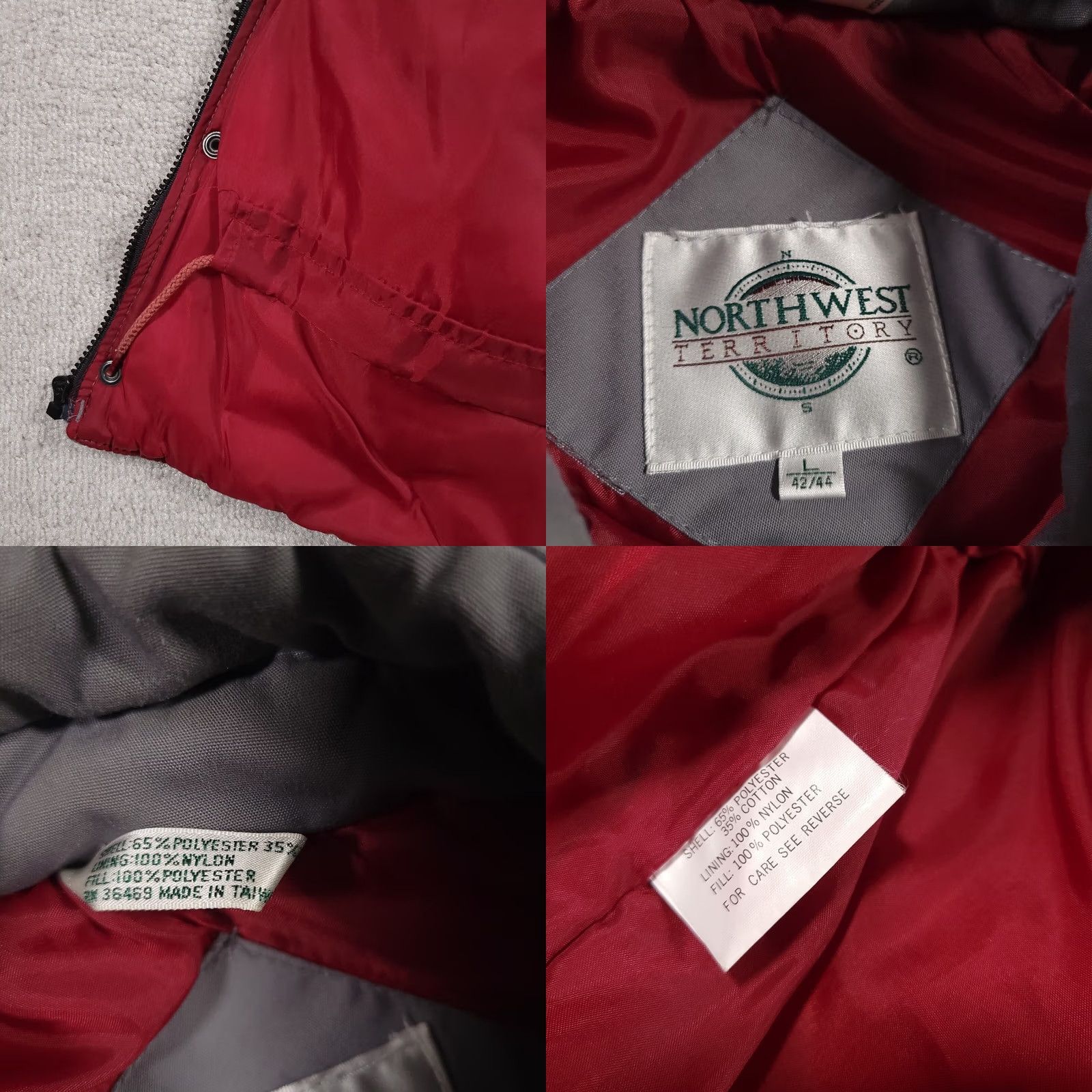 Vintage Northwest Territory Puffer Vest Mens Large Gray Red Snap Full Zip Heavy Size US L / EU 52-54 / 3 - 9 Thumbnail