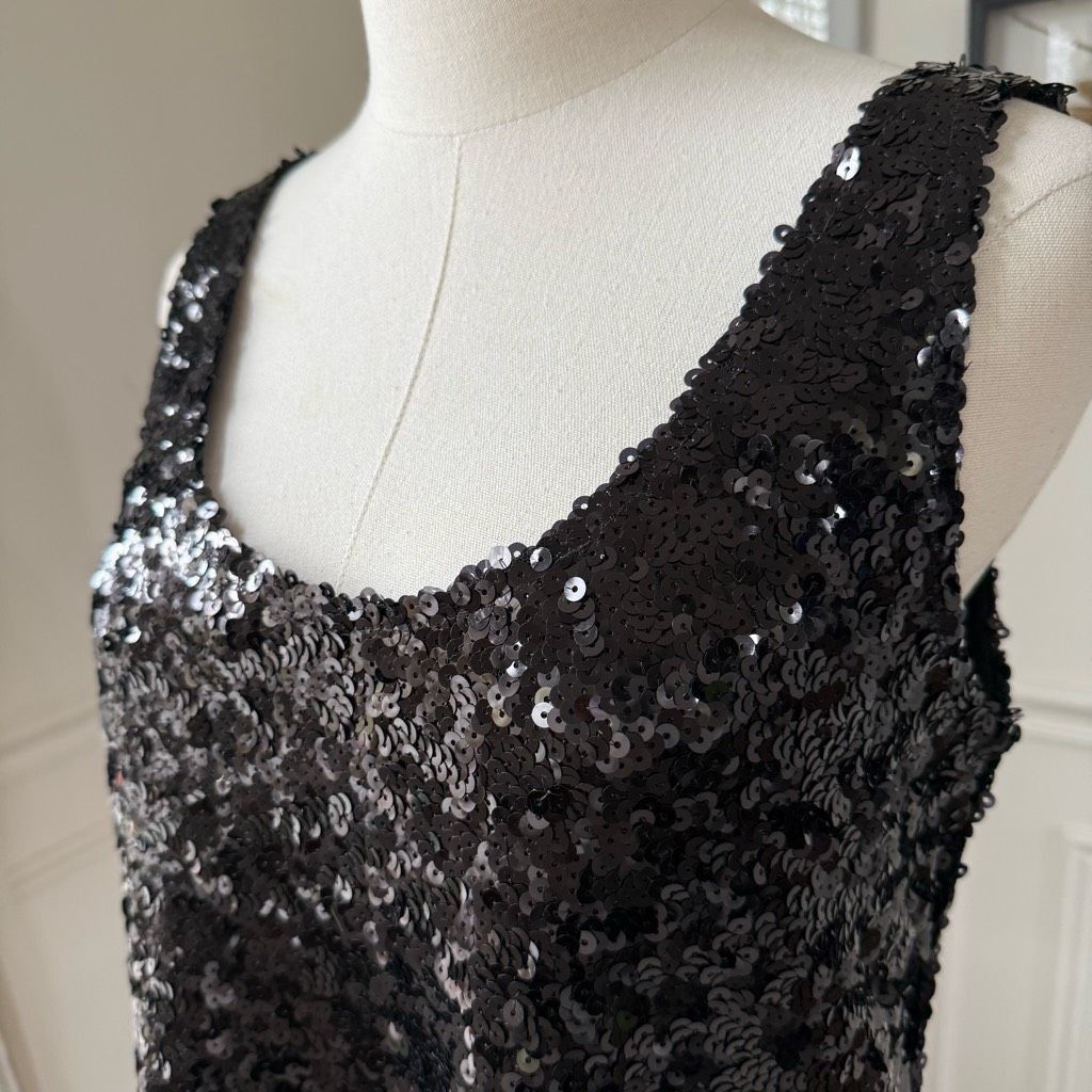 Zara NWT Zara Knit Black Sequin Tank Top S Size S / US 4 / IT 40 - 2 Thumbnail