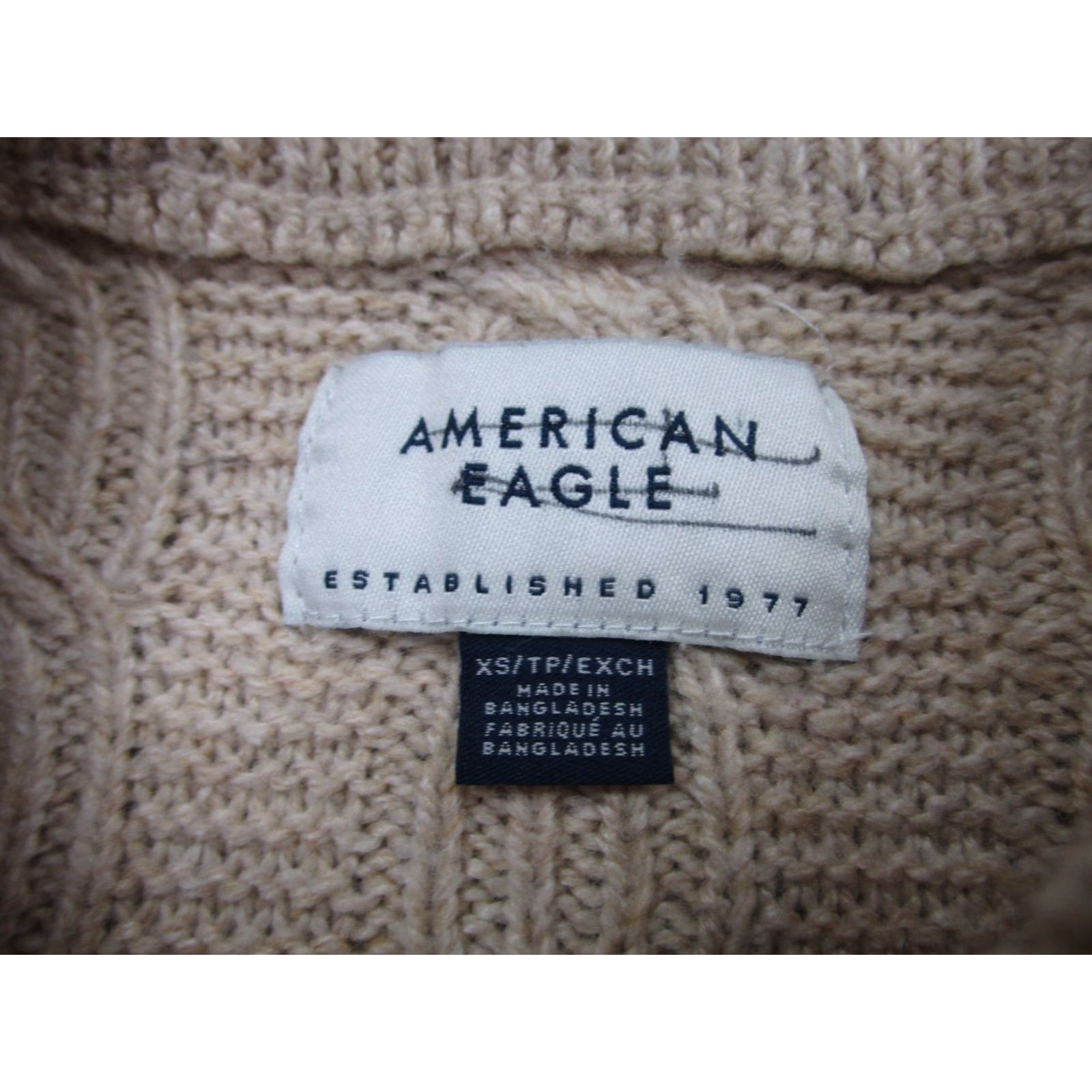 American Eagle Outfitters American Eagle Outfitters Sweater Womens XS Cable-Knit Crew Neck Pullover Preppy Beige Size XS / US 0-2 / IT 36-38 - 4 Thumbnail