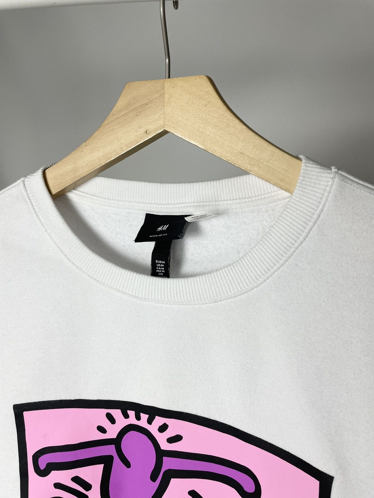 H&M × Keith Haring Keith Haring 🚹 White Printed Sweatshirt ; Vintage Graffiti Size US M / EU 48-50 / 2 - 5 Thumbnail