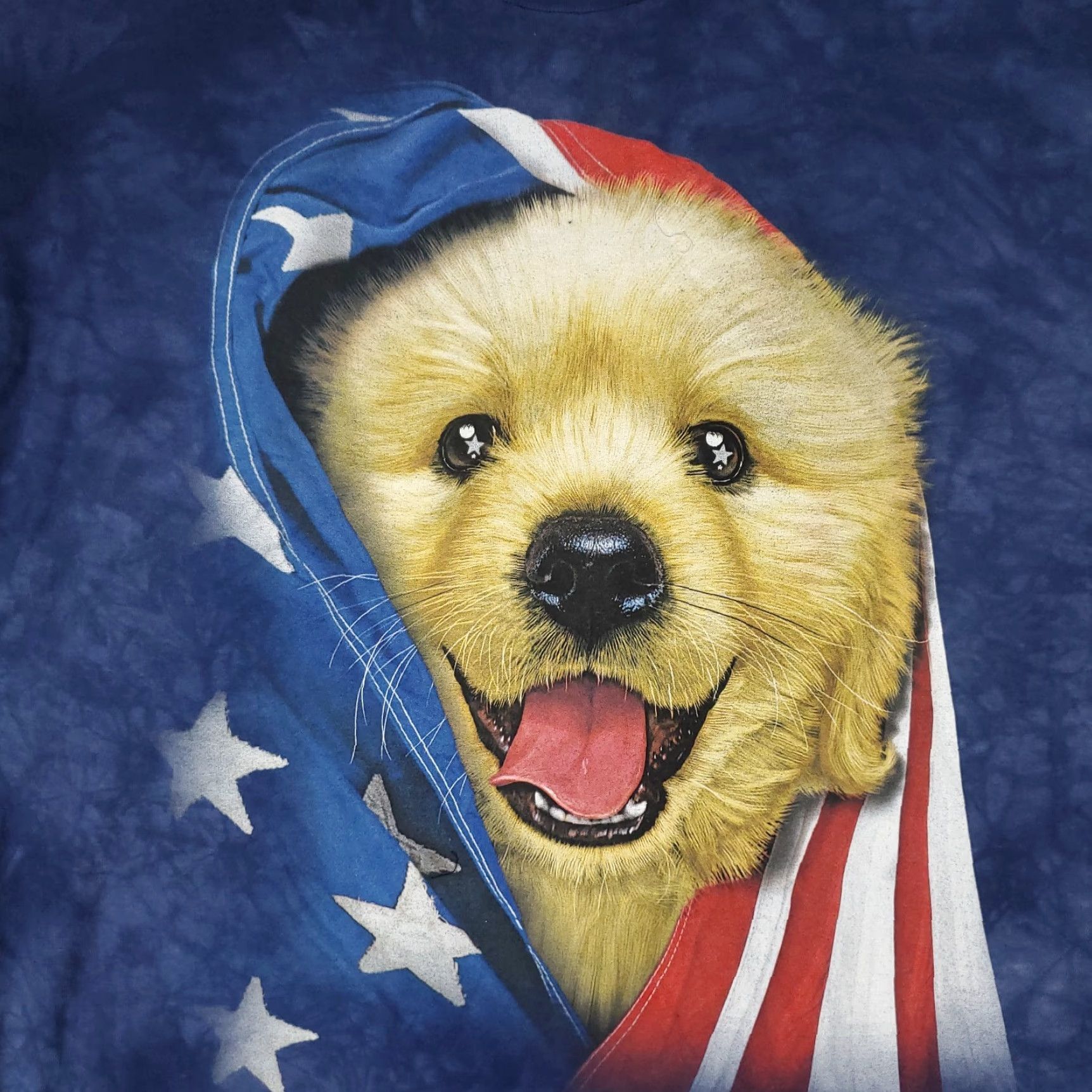 The Mountain VINTAGE The Mountain Shirt Mens 3XL Blue Golden Retriever Puppy Flag Long Sleeve Size US XXL / EU 58 / 5 - 2 Thumbnail