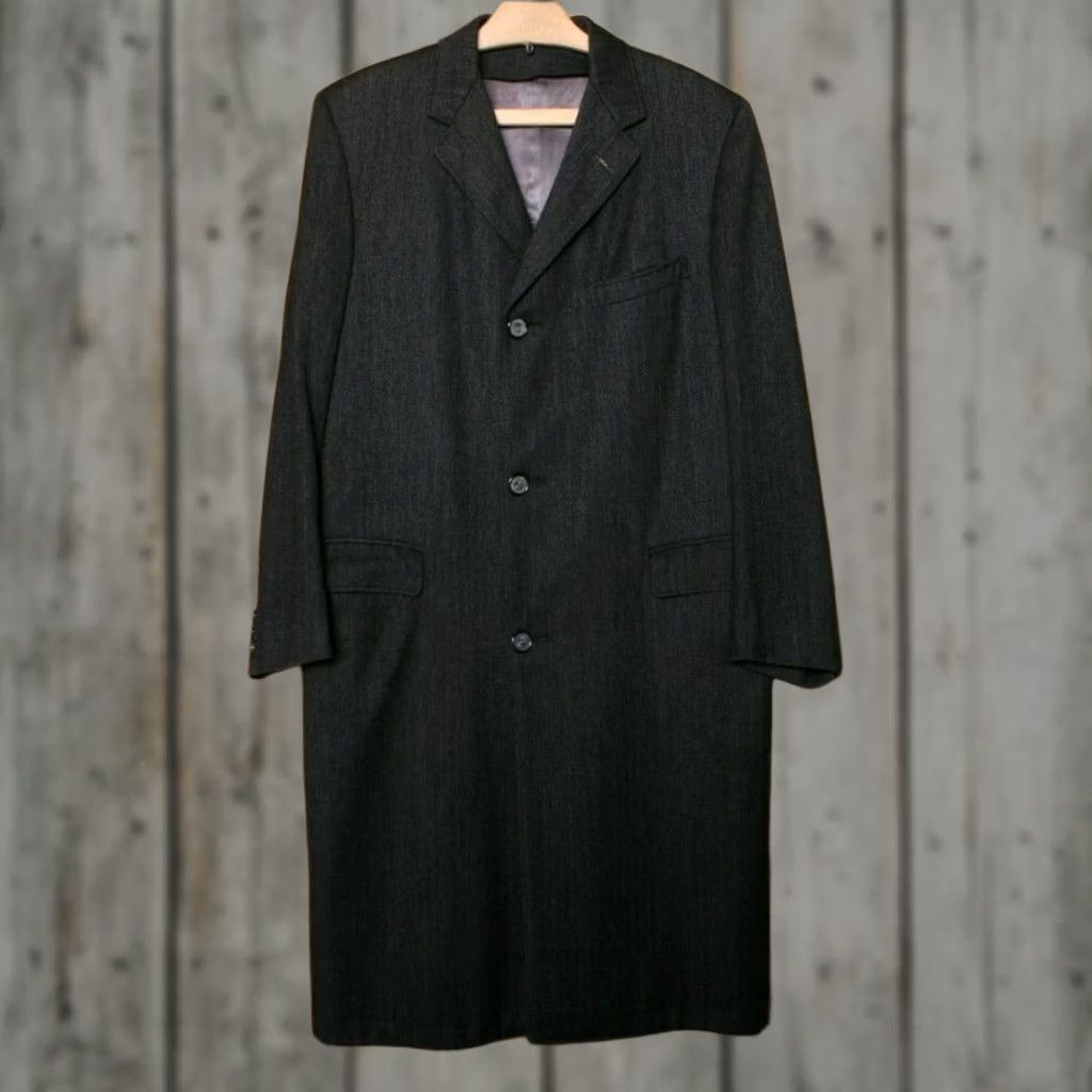 Vintage VINTAGE Town & Country Coat Overcoat Wool Gray 41R Mens Herringbone Button 43" Length 18.25" Shoulders Size US XS / EU 42 / 0 - 1 Thumbnail