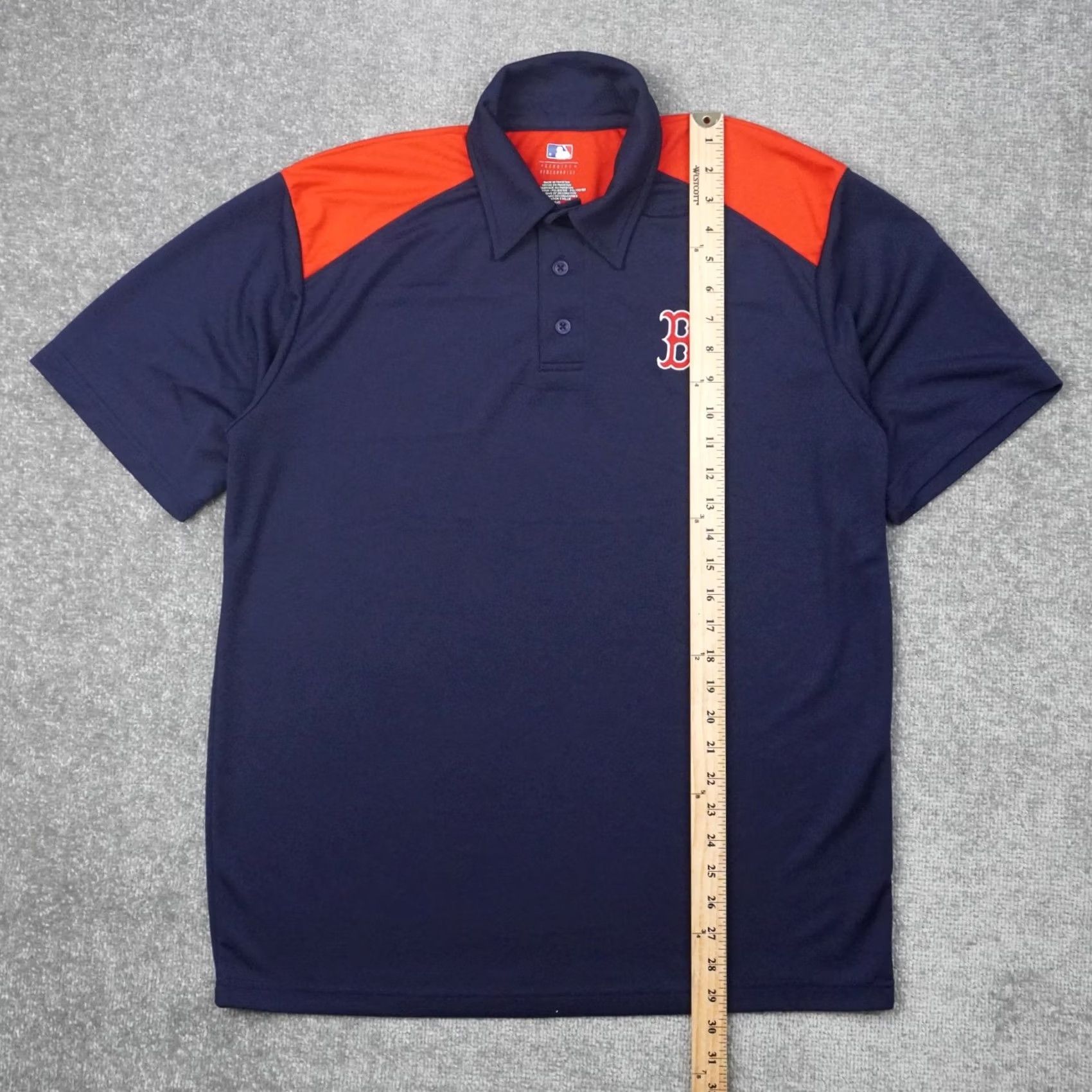 MLB MLB Boston Red Sox Moisture Wicking Mens Large Blue Short Sleeve Collared Shirt Size US L / EU 52-54 / 3 - 3 Thumbnail