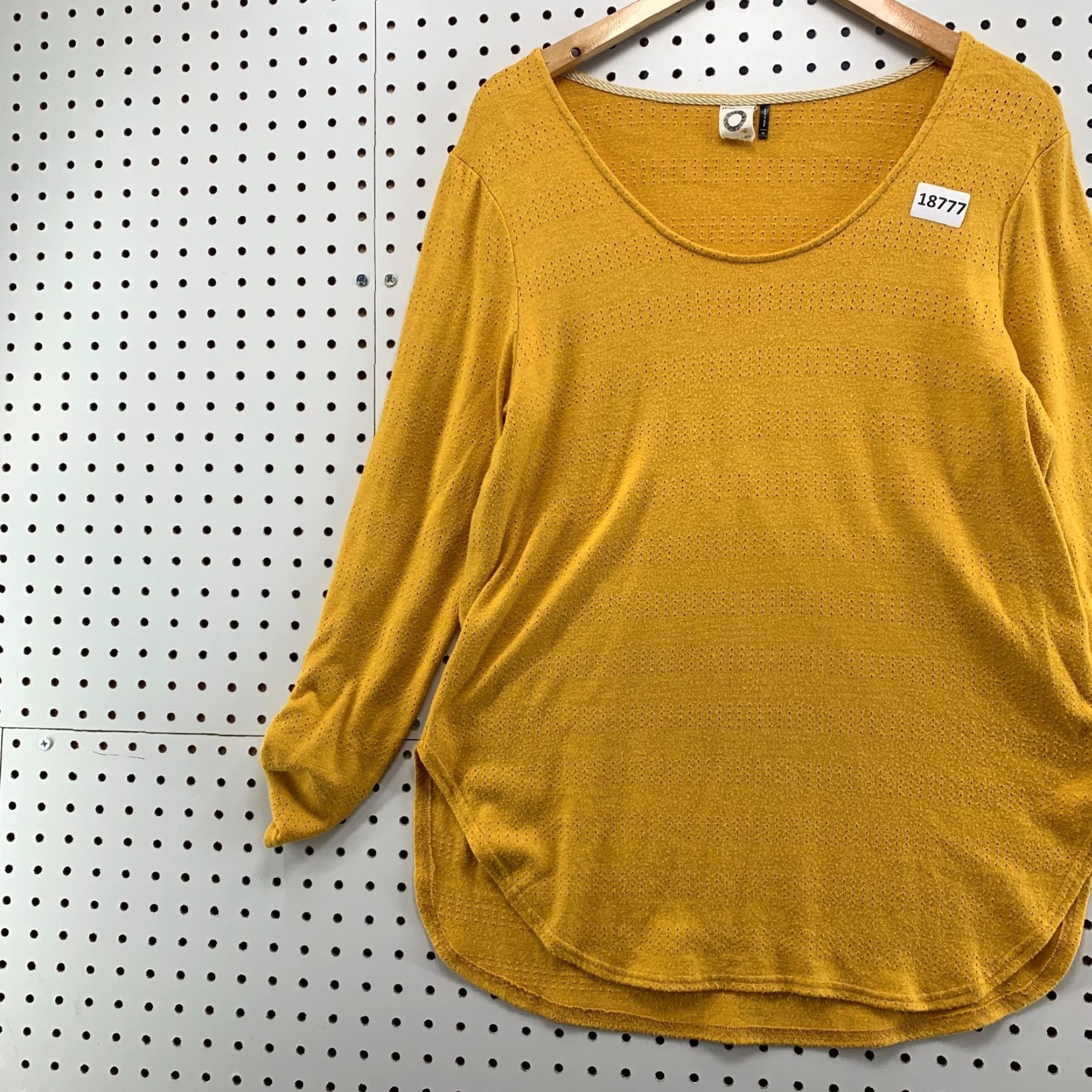 Anthropologie VINTAGE Akemi + Kin Pointelle Blouse Yellow Women’s Medium Long Sleeve Casual Top Size M / US 6-8 / IT 42-44 - 3 Thumbnail