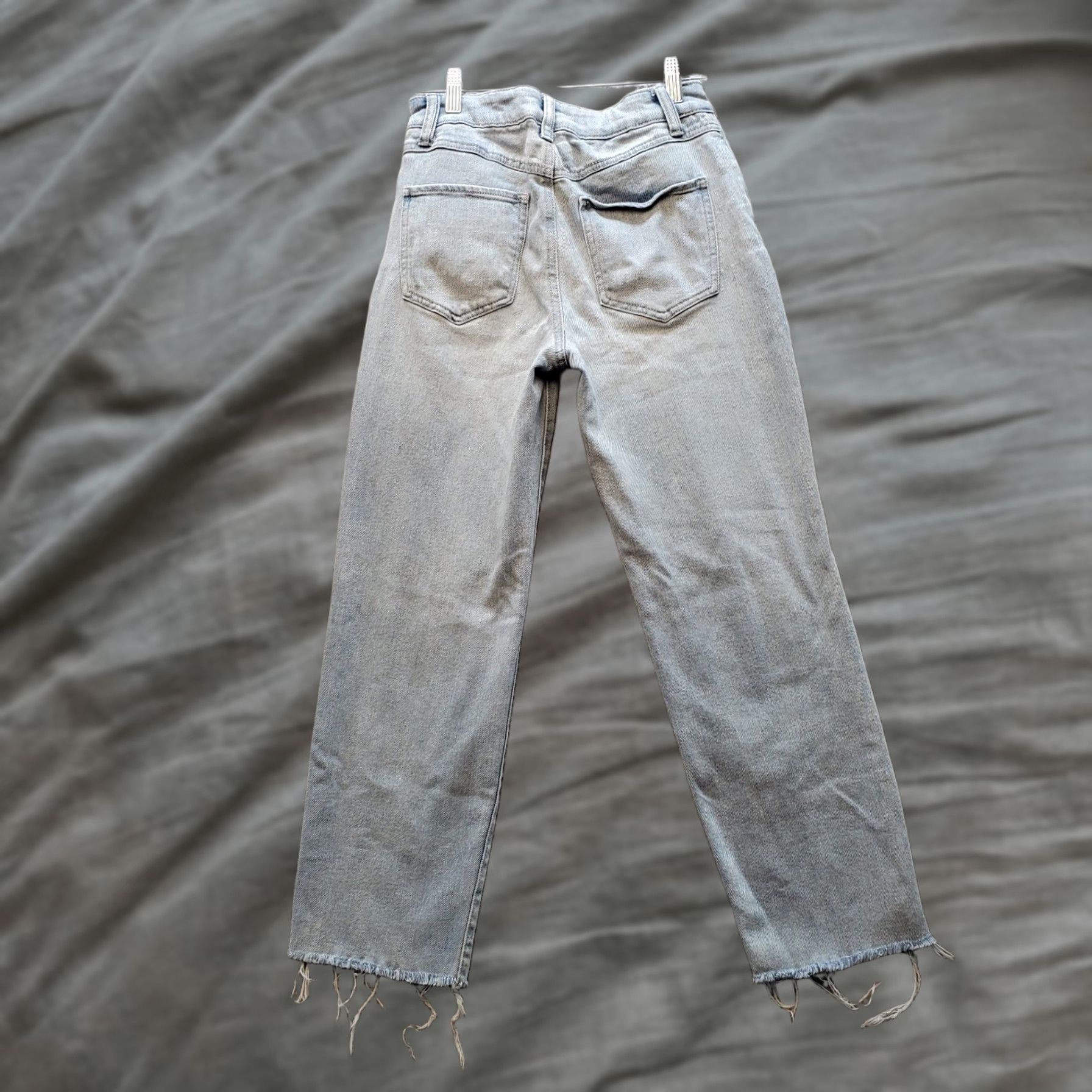 Denime Sincerely Jules Jeans Women's 1/25 Blue Denim Distressed Frayed Hem Flat Front Denim Jeans Size 1 Womens 25in Inseam Mens? Size 25" / US 0 / IT 36 - 1 Thumbnail
