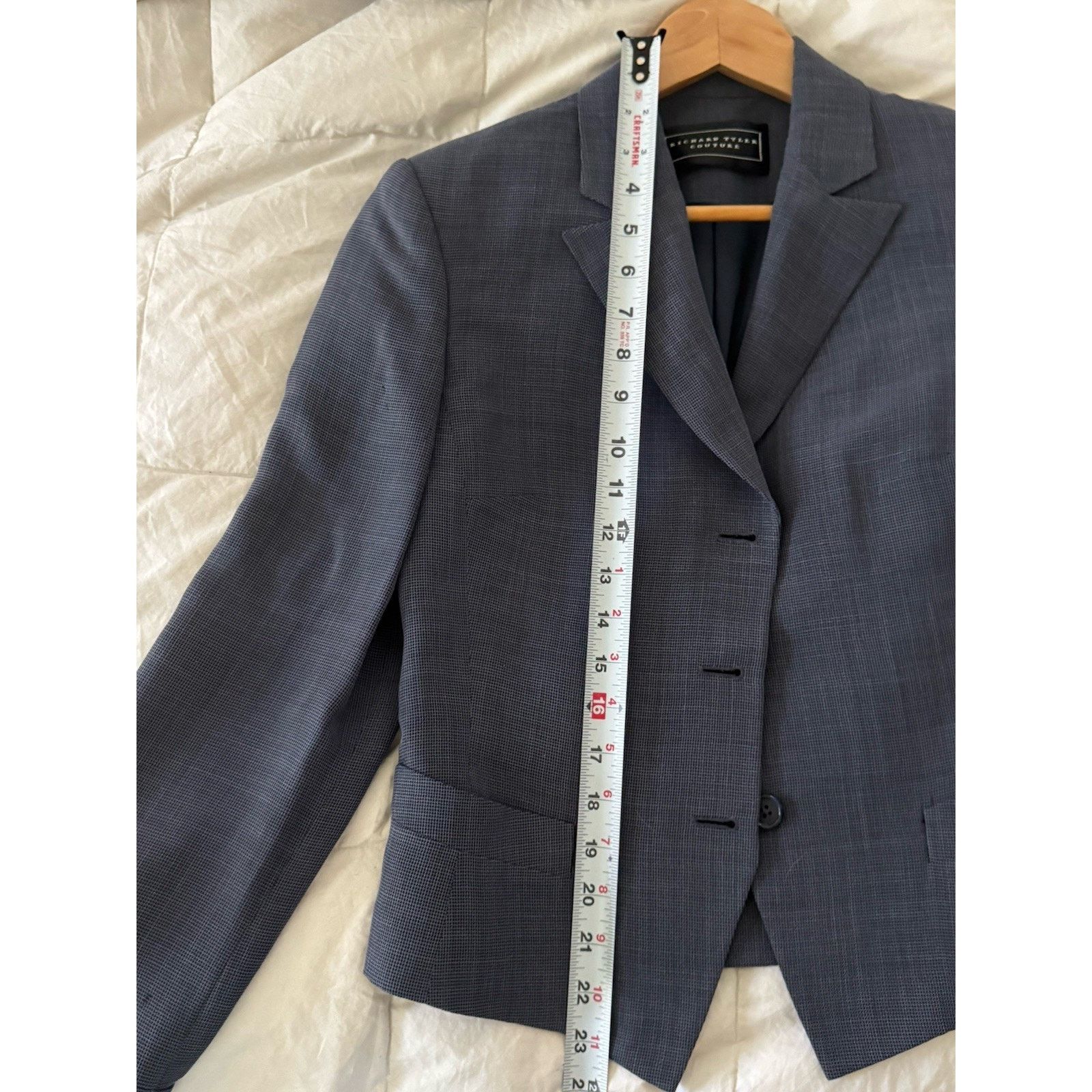 Vintage RICHARD TYLER COUTURE Women's Blazer Sz 6 Grey Cropped 90s Size M / US 6-8 / IT 42-44 - 8 Thumbnail
