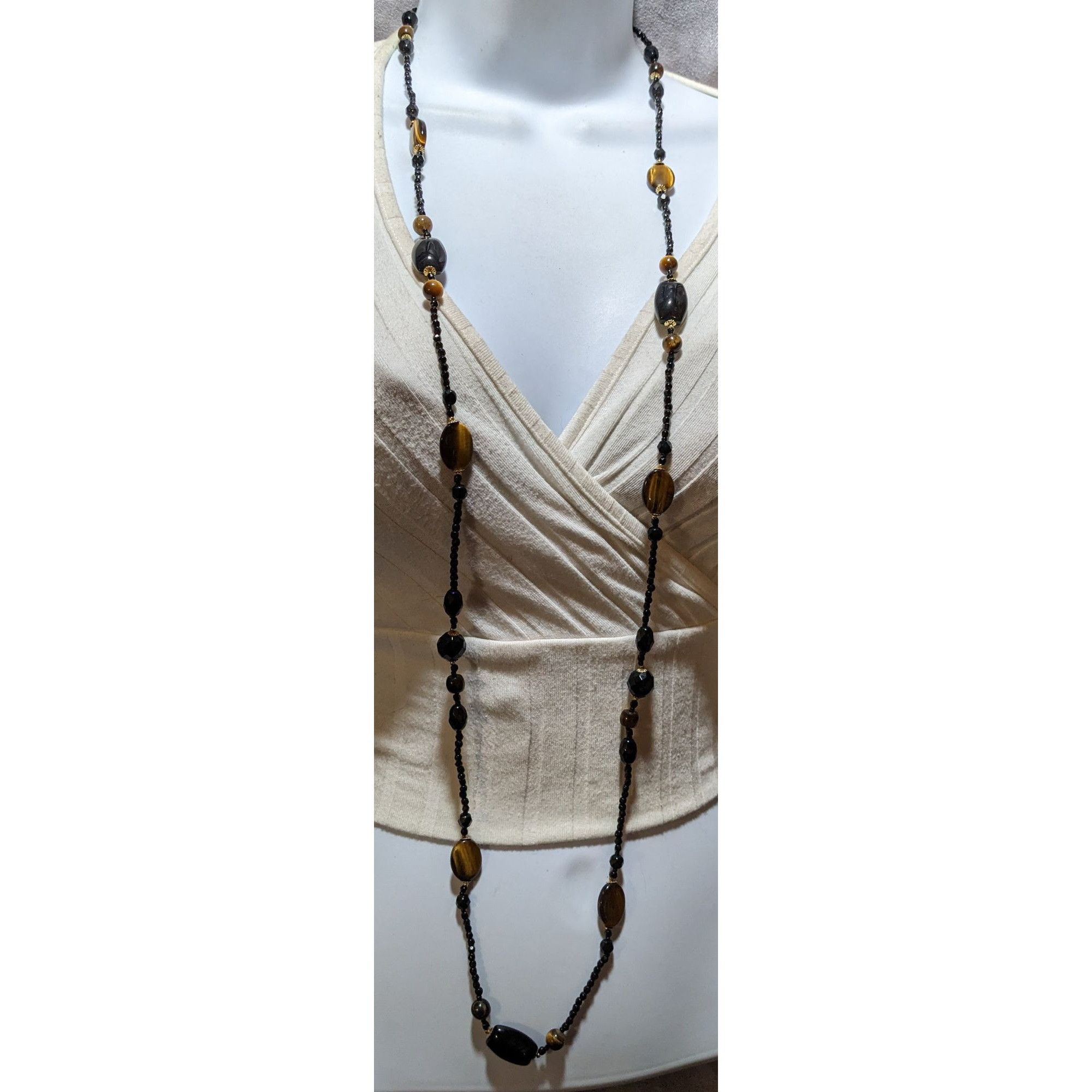 Other Vintage Elegant Tigereye Glass Beaded Necklace Size ONE SIZE - 7 Thumbnail