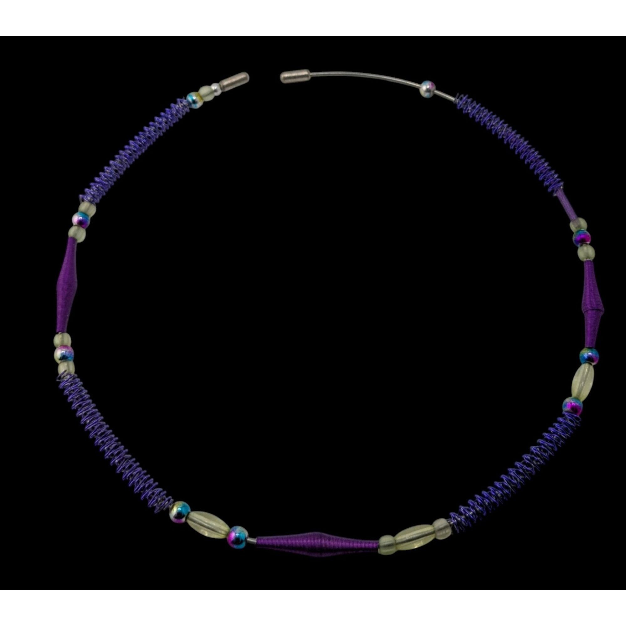 Handmade Handmade Purple Wire Wrapped Beaded Necklace With Spiral Wir Size ONE SIZE - 3 Thumbnail