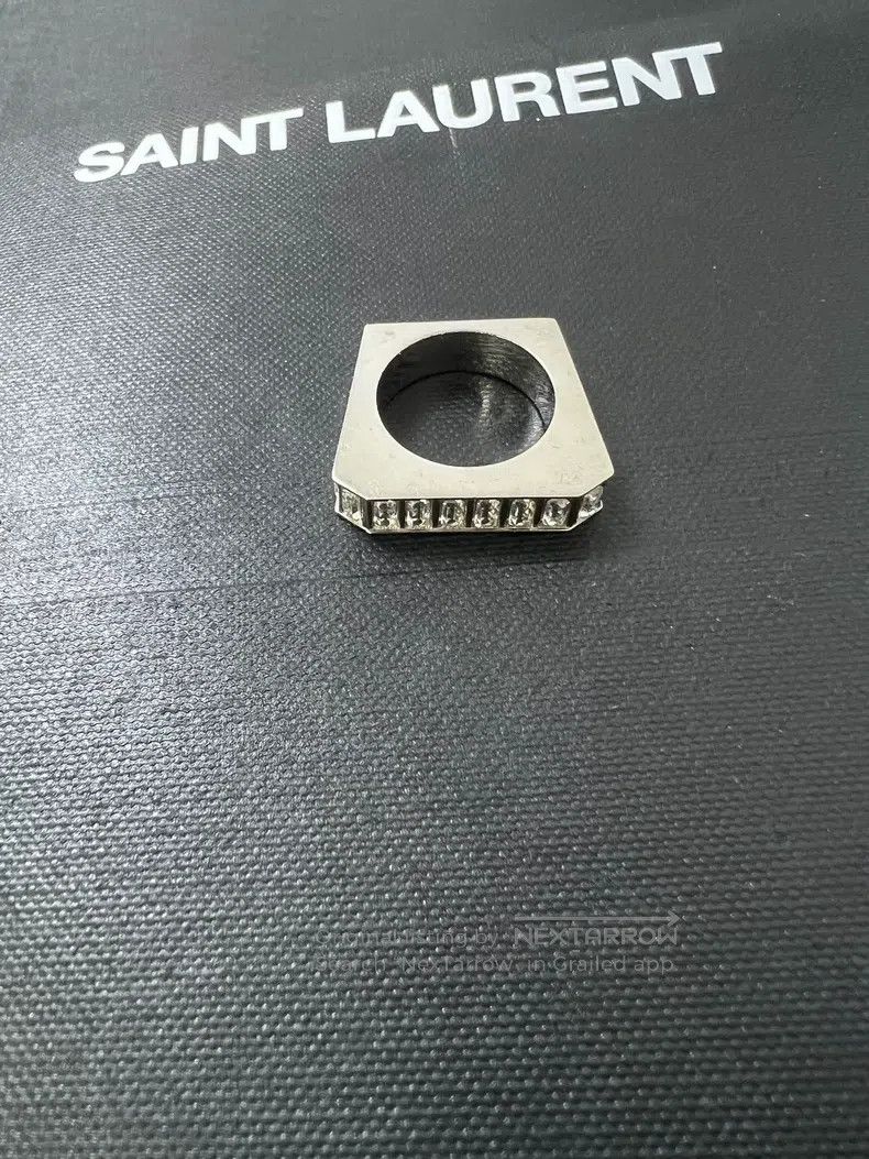 Saint Laurent Paris Saint Laurent Paris Silver Geometric Diamond Encrusted Rin Size ONE SIZE - 2 Thumbnail