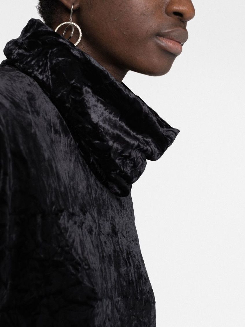 Saint Laurent Paris o1s1wg111124 High-Neck Top in Velvet Sweater in Black Size S / US 4 / IT 40 - 3 Thumbnail