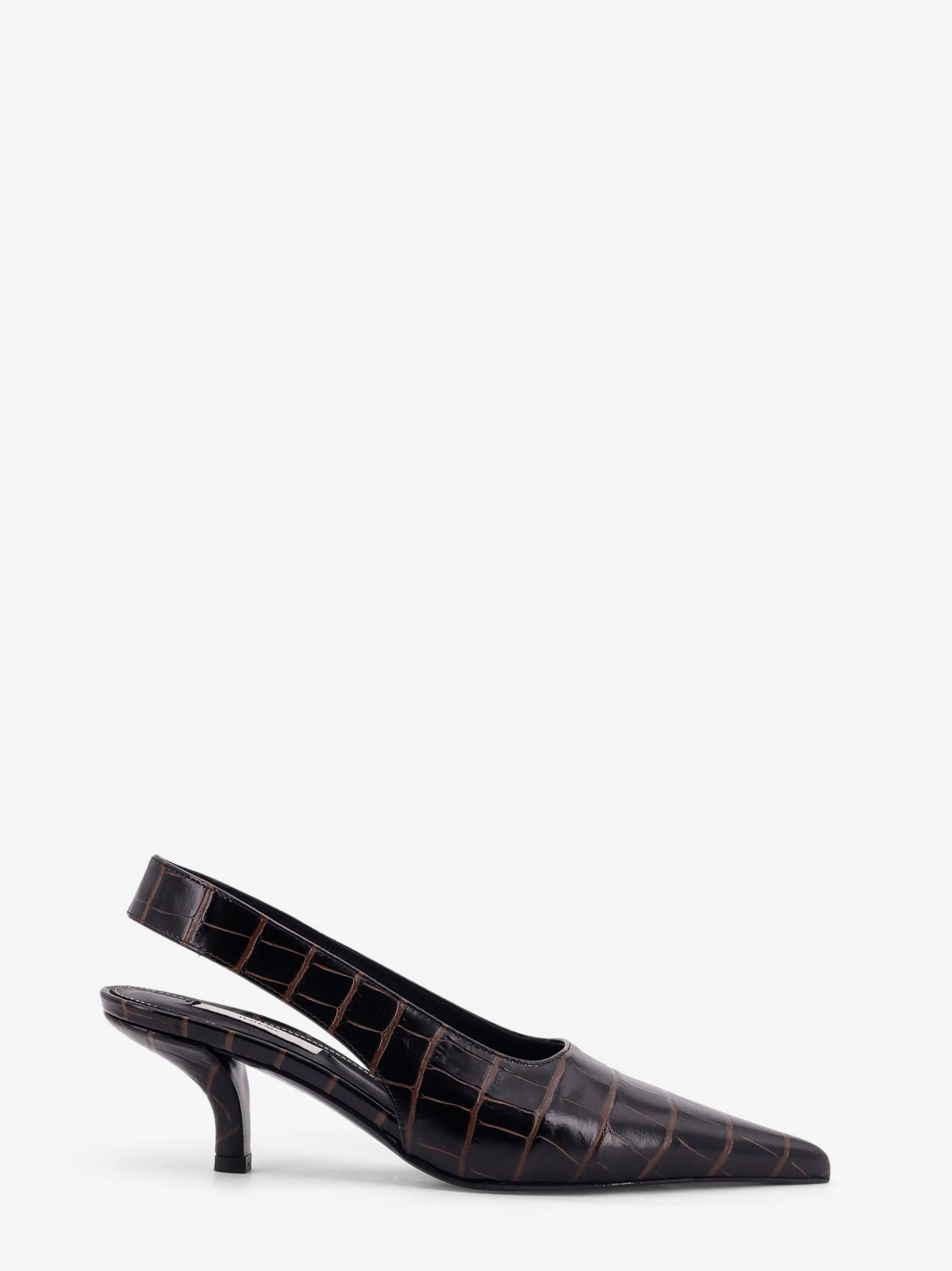 Toteme Leather Decolletã Slingback With Croco Effect Shoes, Women's (Size 8)