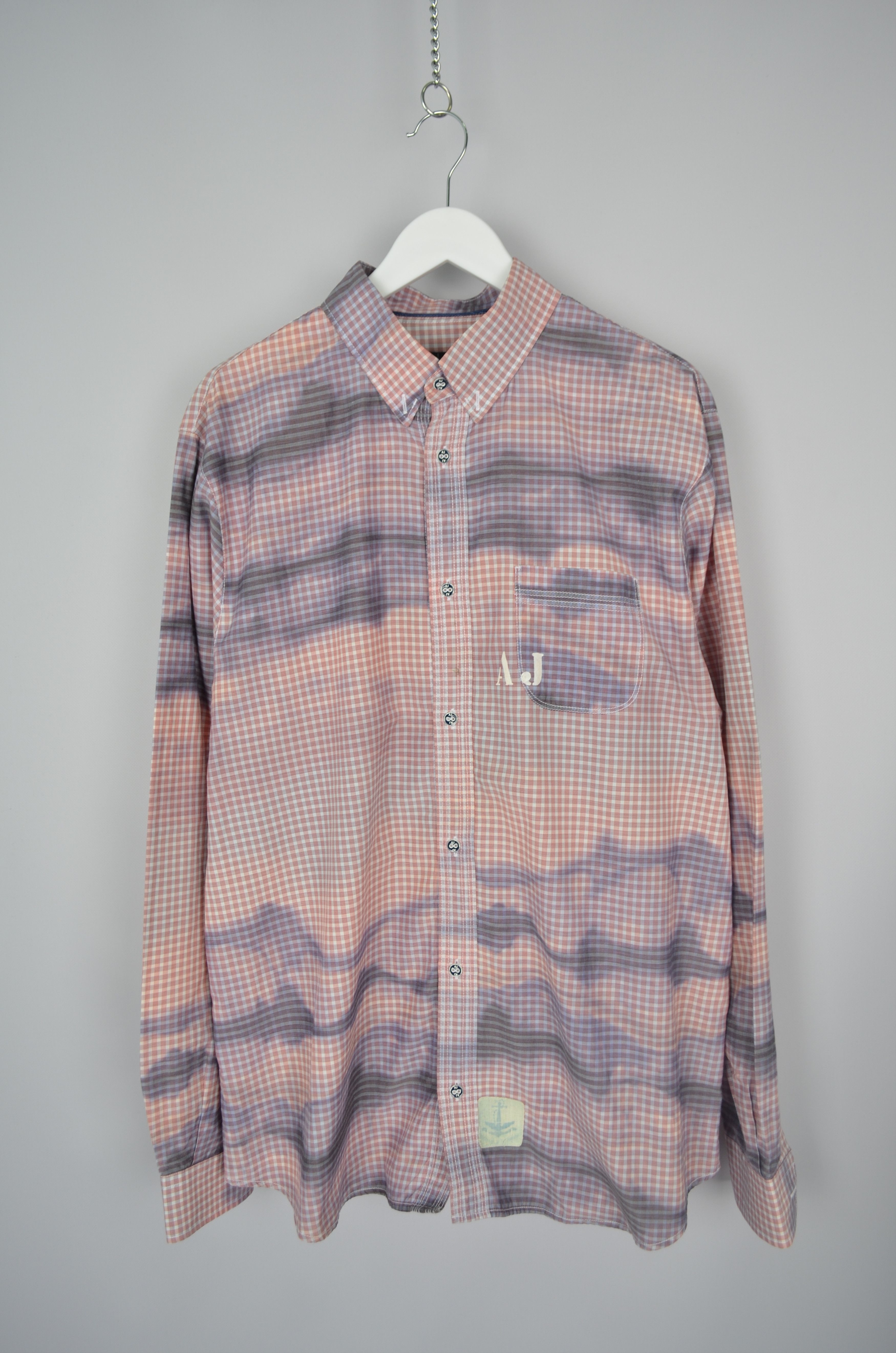 Armani × Vintage Vintage 90s Armani Jeans Check Logo Dyed Shirt Size XXL 2XL Size US XXL / EU 58 / 5 - 1 Thumbnail