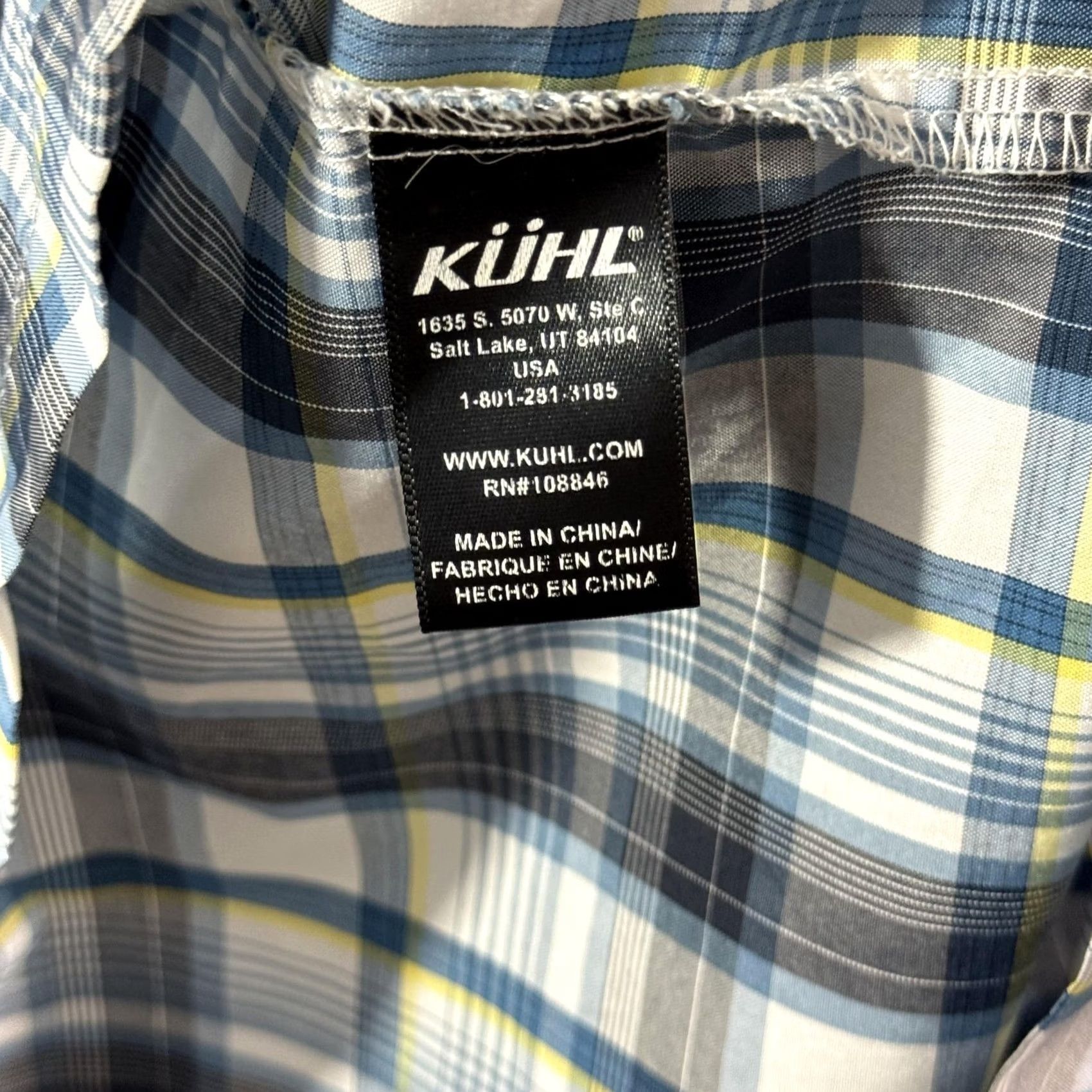 Vintage KÜHL Shirt Mens Large Blue Gray Plaid ELUXUR Short Sleeve Outdoor Hiking Shirt Size US L / EU 52-54 / 3 - 6 Thumbnail