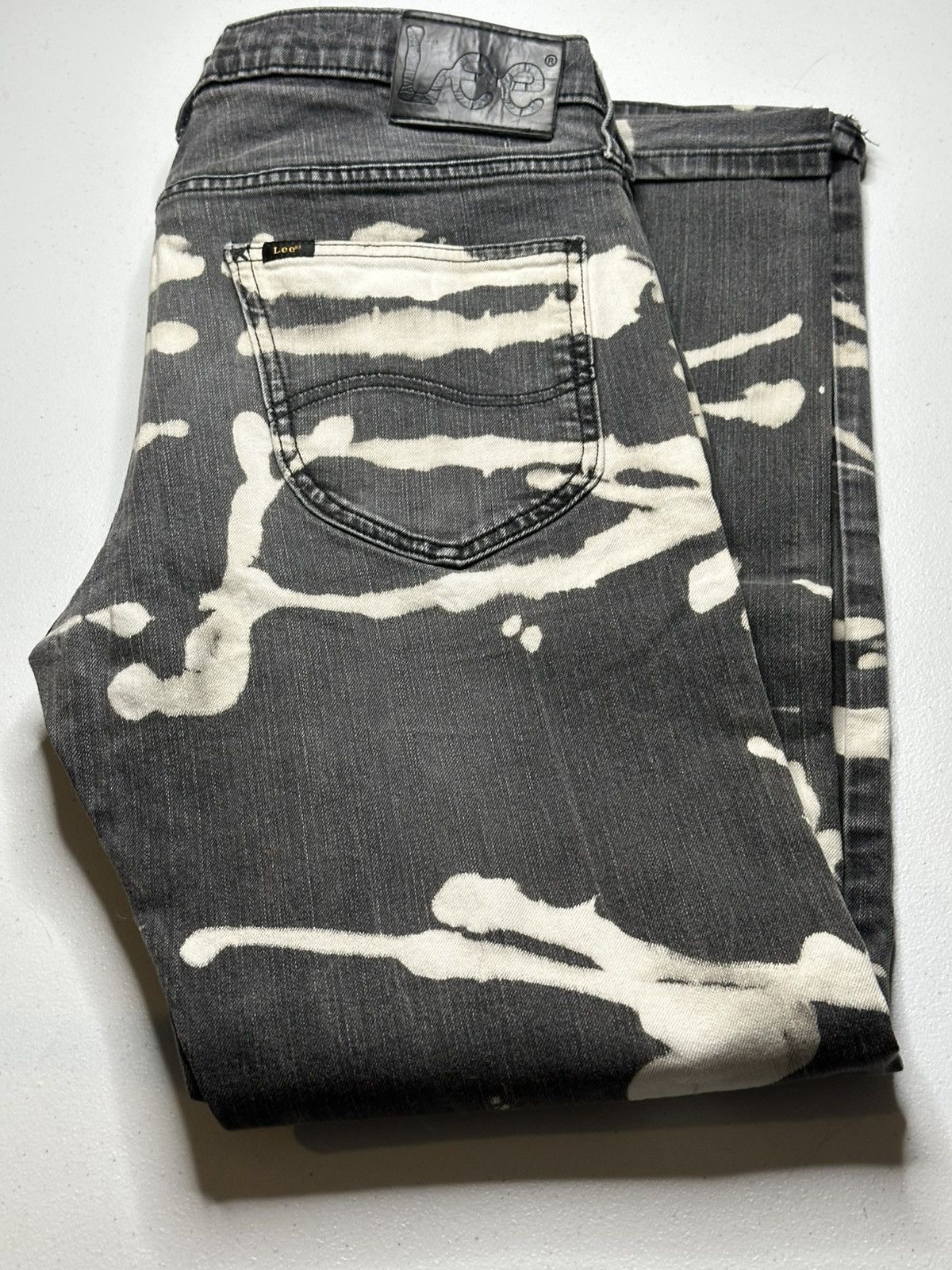 Vintage Vintage Y2K Lees Bleach Splatter dark denim jeans Size US 34 / EU 50 - 4 Thumbnail