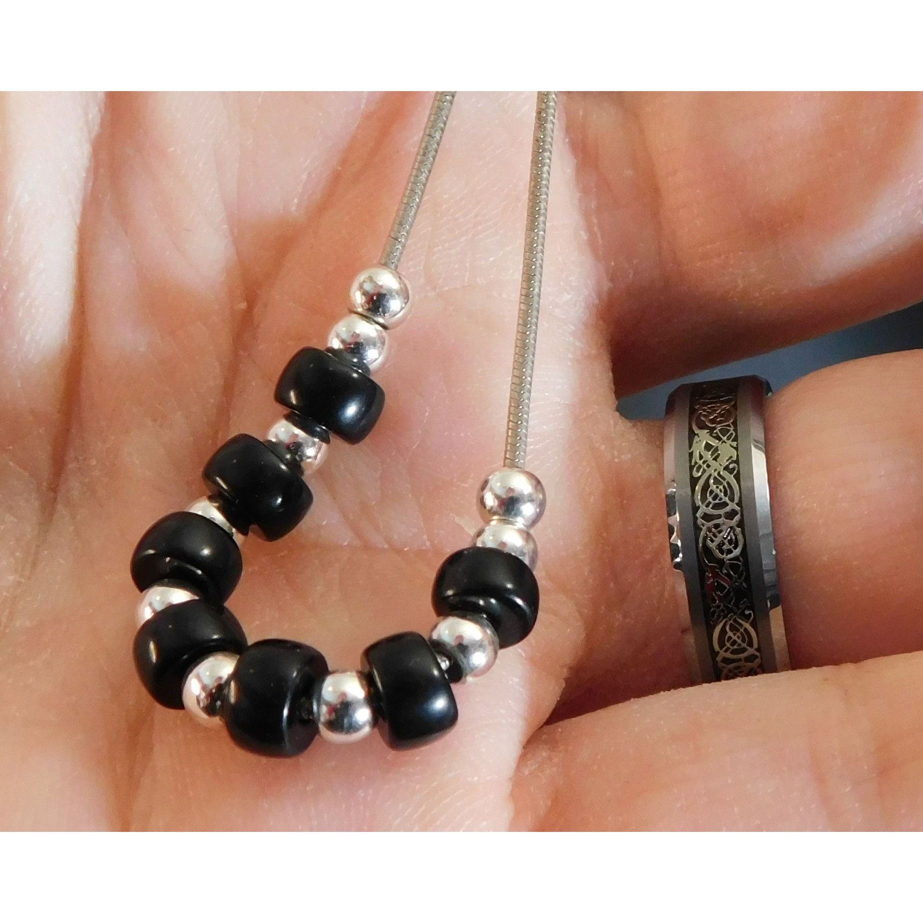 Other Elegant Minimalist Black And Silver Tone Beaded Necklace Size ONE SIZE - 5 Thumbnail