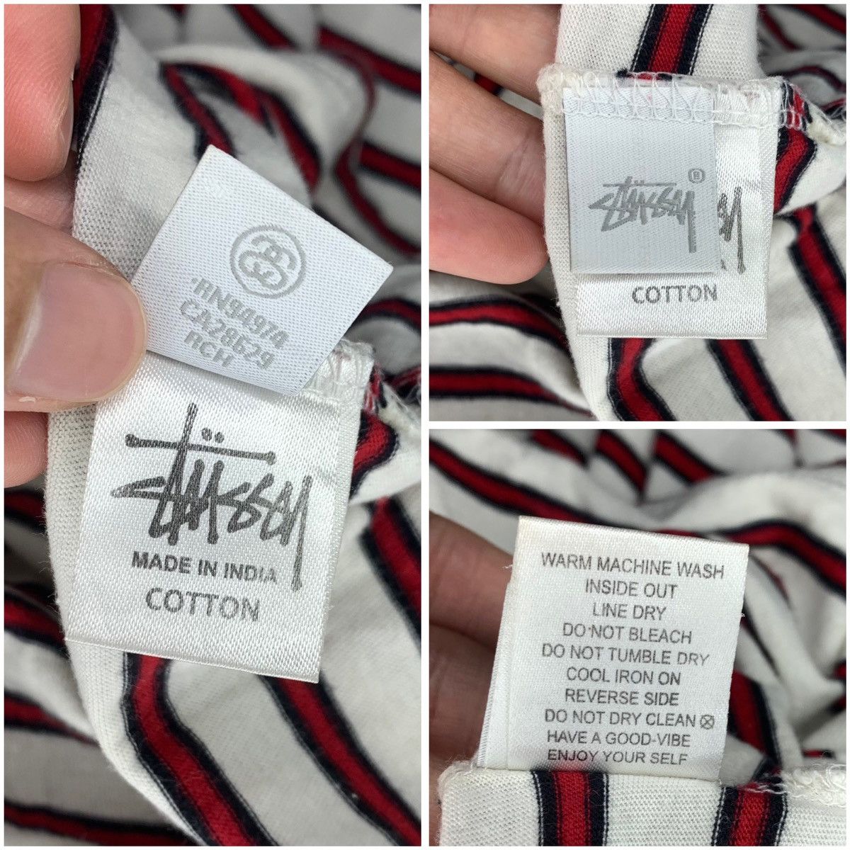Stussy × Vintage Y2k Vintage Stussy Striped Tee Size US L / EU 52-54 / 3 - 11 Thumbnail