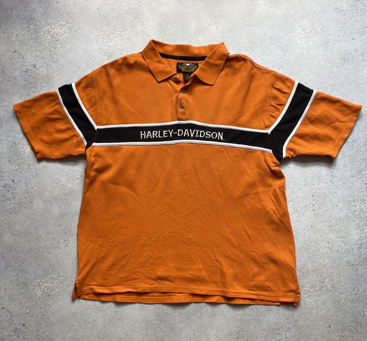 Harley Davidson Vintage Harley Davidson Mens Polo Shirt With Big Logo Size US XL / EU 56 / 4 - 1 Thumbnail