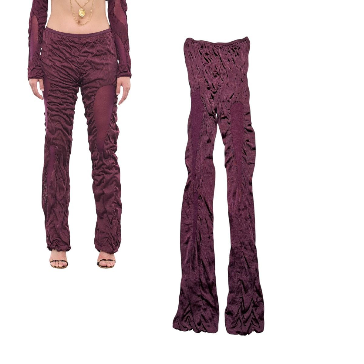 Designer Di petsa $900 Wet look knit stretch trousers Size 28" / US 6 / IT 42 - 1 Thumbnail