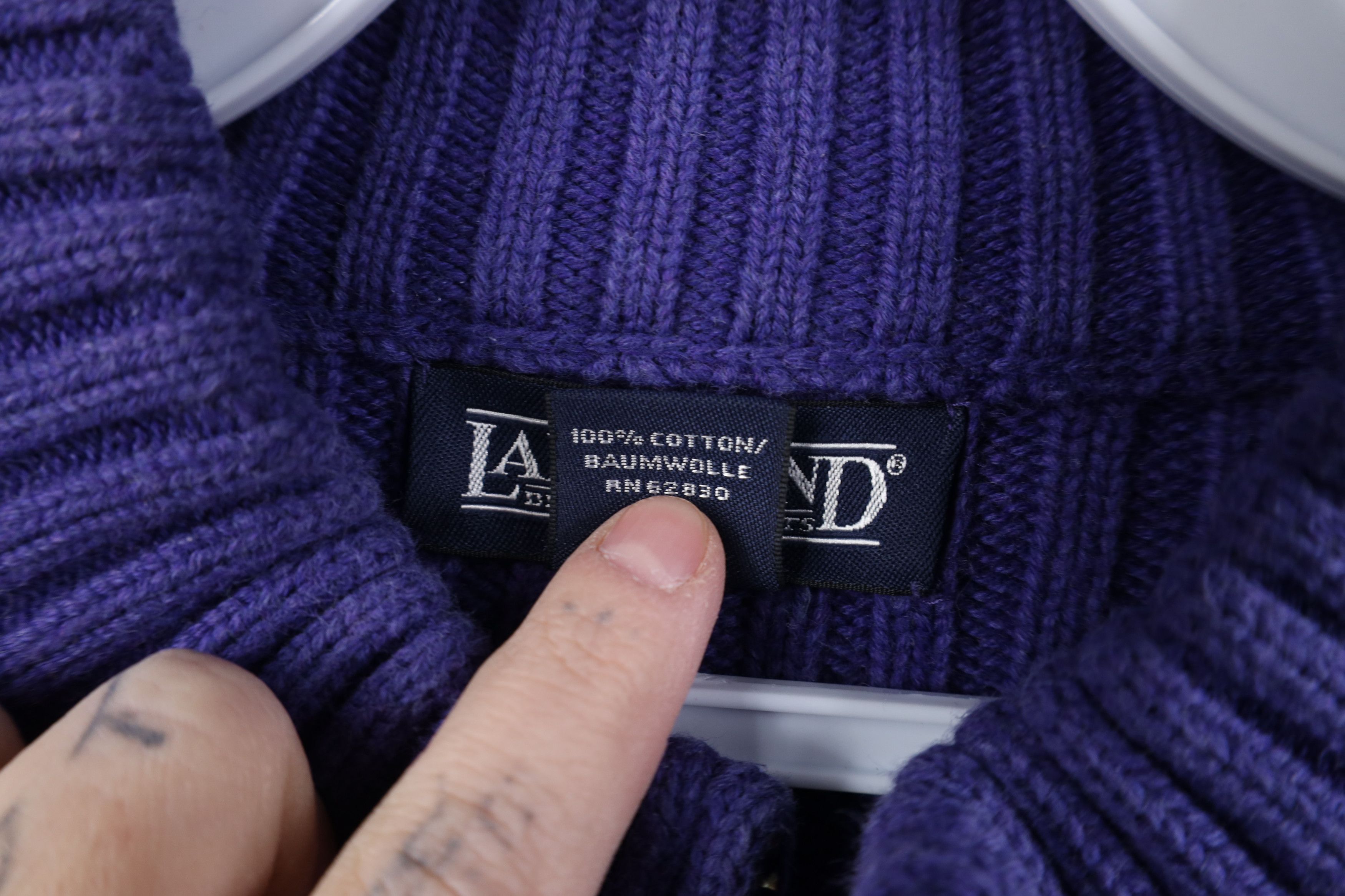 Lands' End Vintage 90s Lands End Cotton Cable Ribbed Knit Sweater Size L / US 10 / IT 46 - 5 Thumbnail