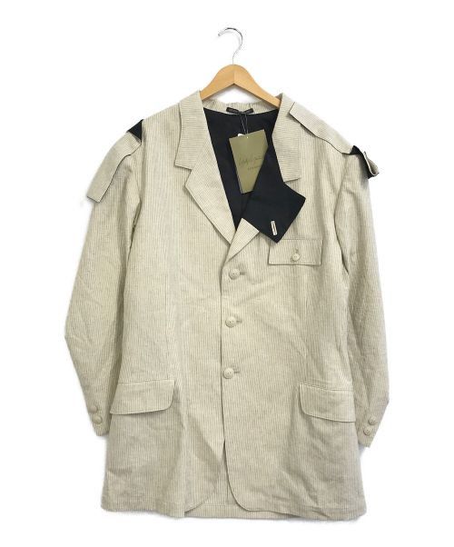 Yohji Yamamoto pour homme LINEN STRIPE SQUARE TAB JACKET