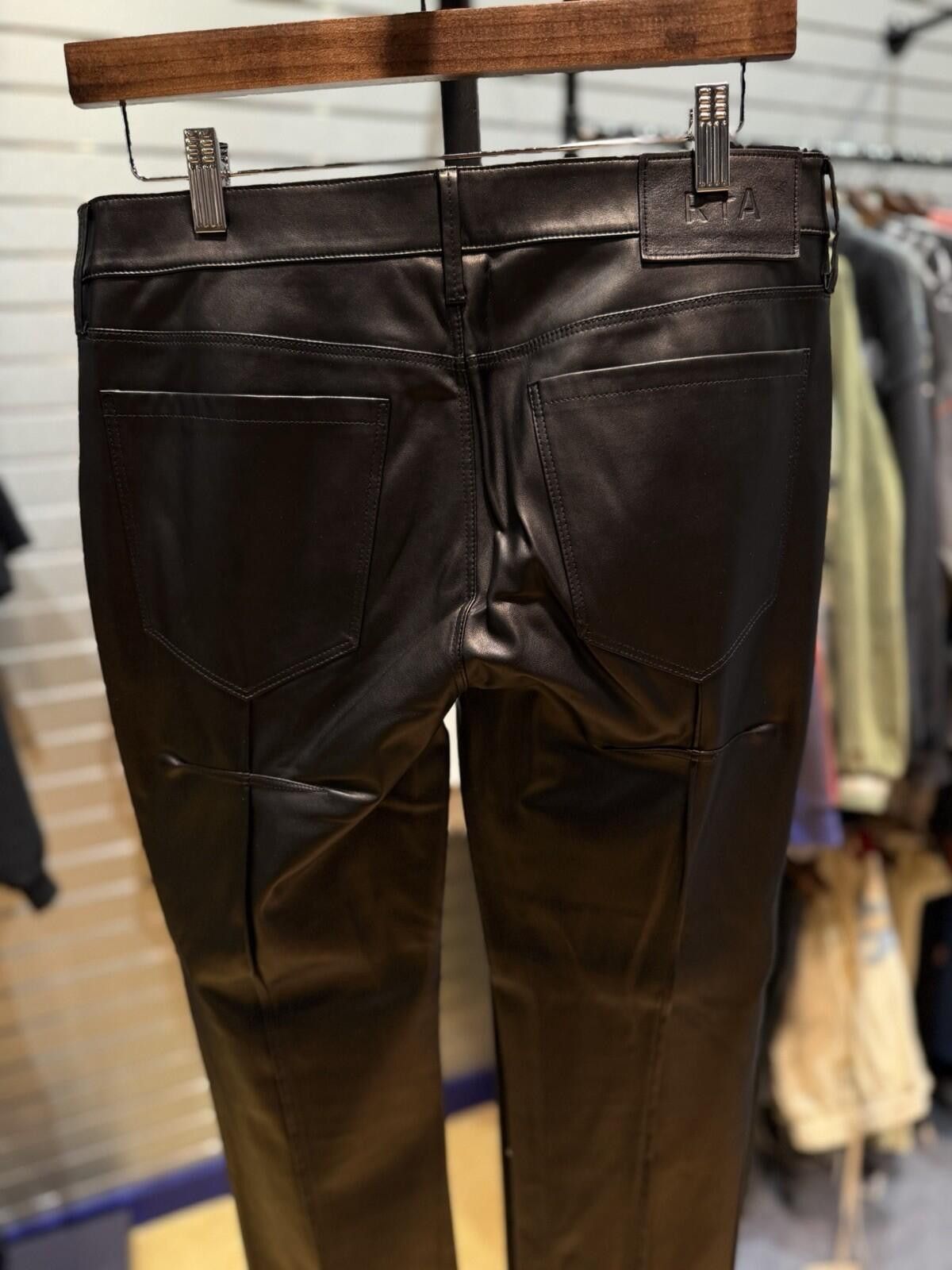 Rta RTA Black Leather Men's Straight Leg Casual Pants Size 31 Size US 31 - 9 Thumbnail
