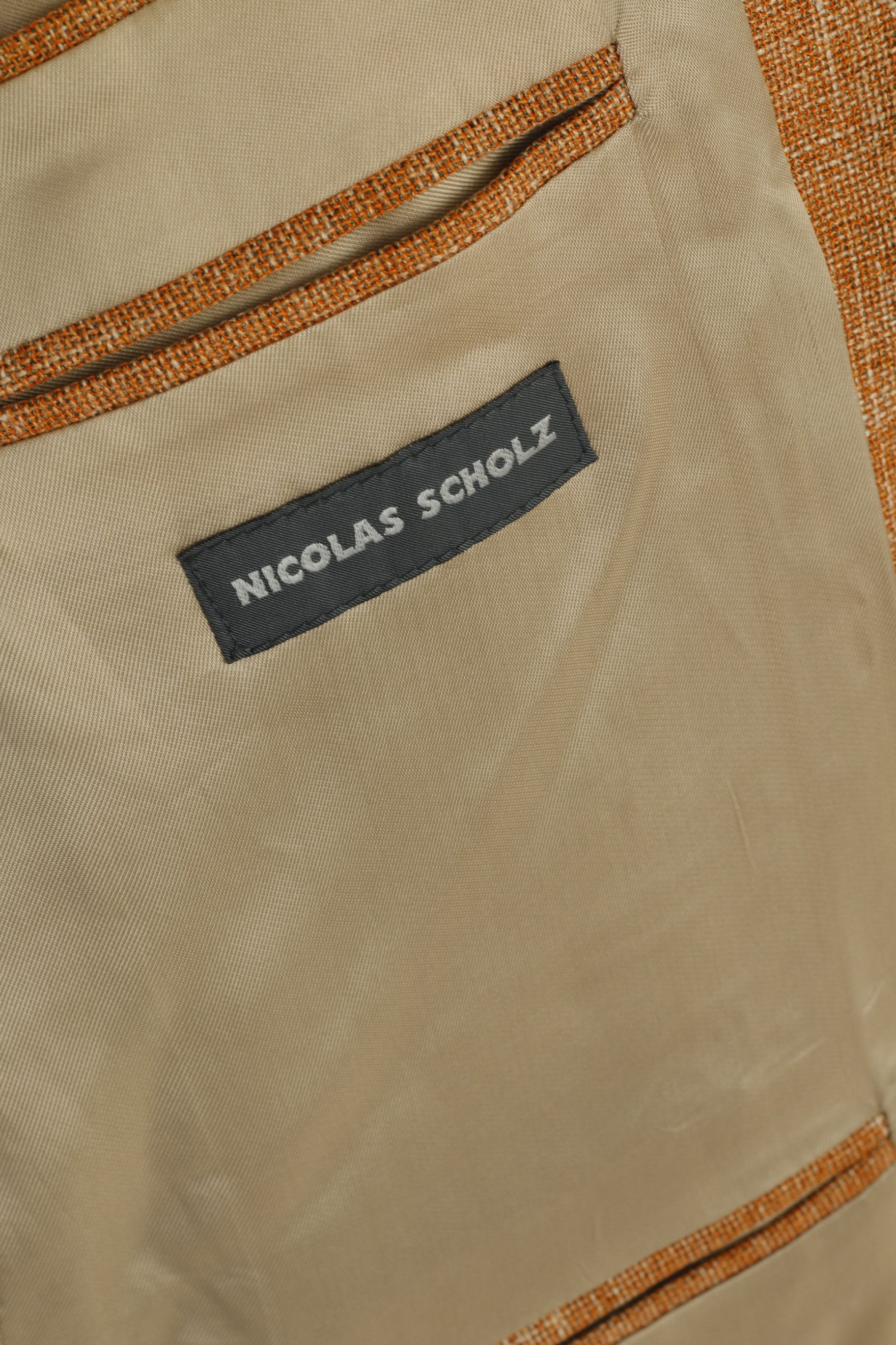 Vintage Nicolas Scholz Men 52 42 Blazer Brick Linen Blend 8301 Size 42R - 4 Thumbnail