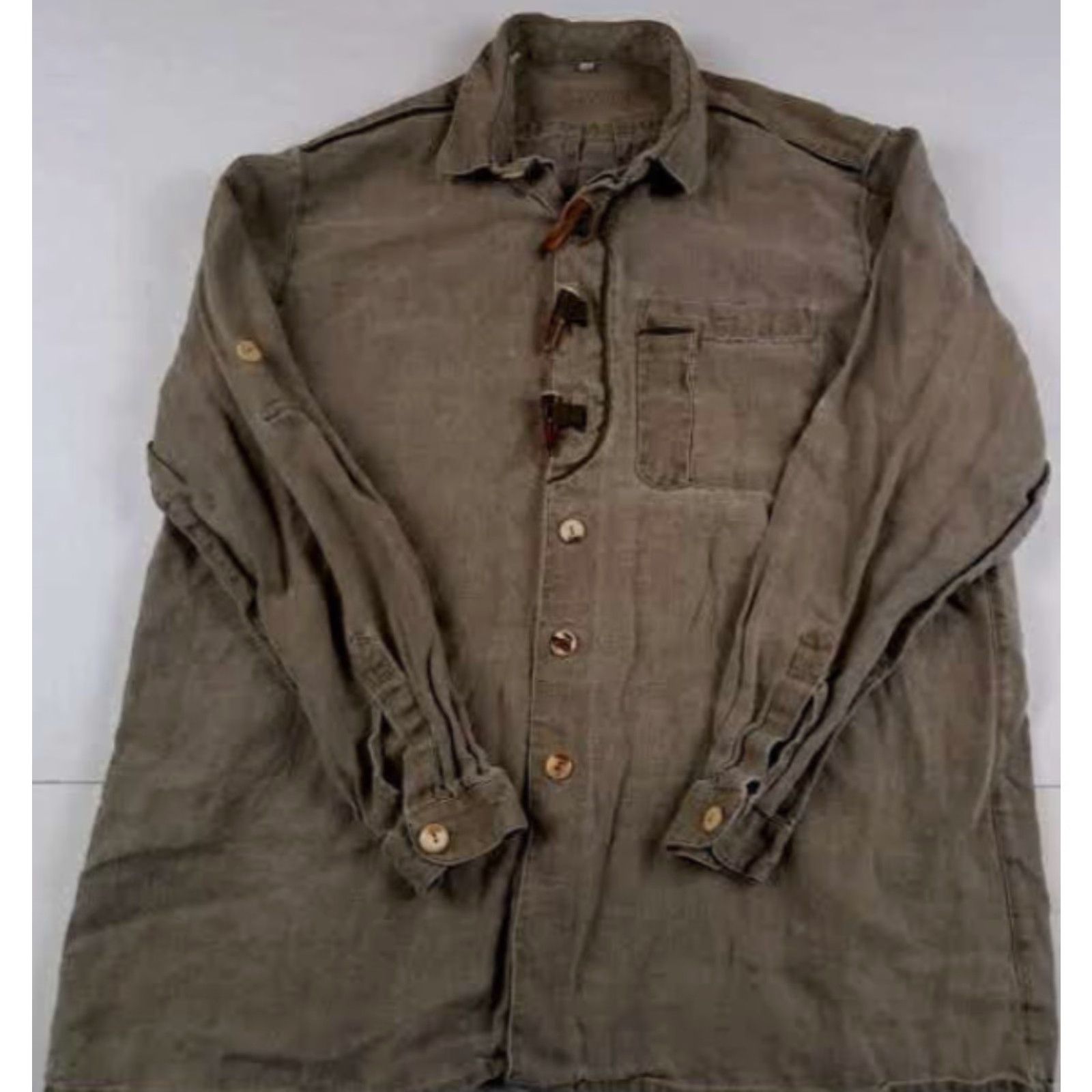 Imperial VINTAGE Imperial Safari Shirt Button-Up Canvas Cotton Long Sleeve Tan 43 Men Buffalo Bone Button All Seasons 28in 24in Chest Regular Size US XL / EU 56 / 4 - 5 Thumbnail